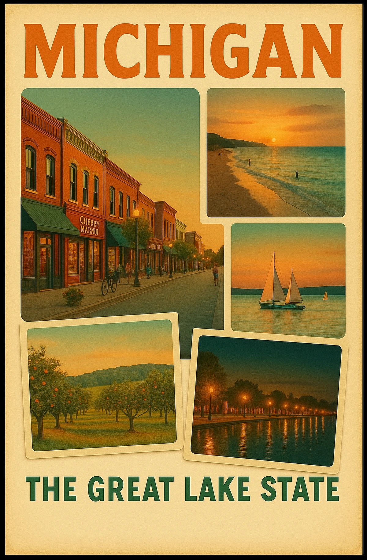 Michigan The Great Lake State Poster