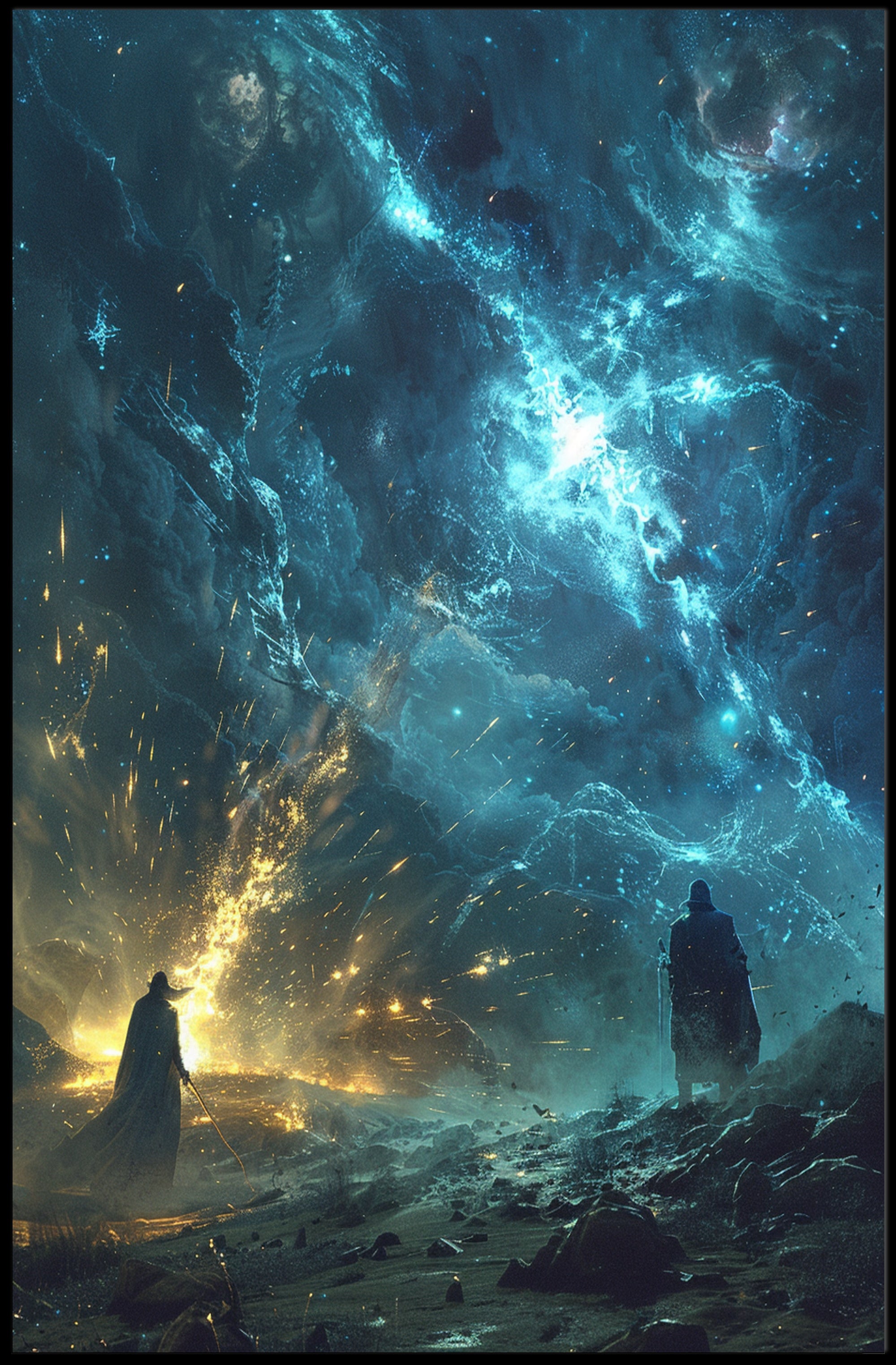 Mystical Cosmic Confrontation Fantasy or Mythology Poster PosterGoat