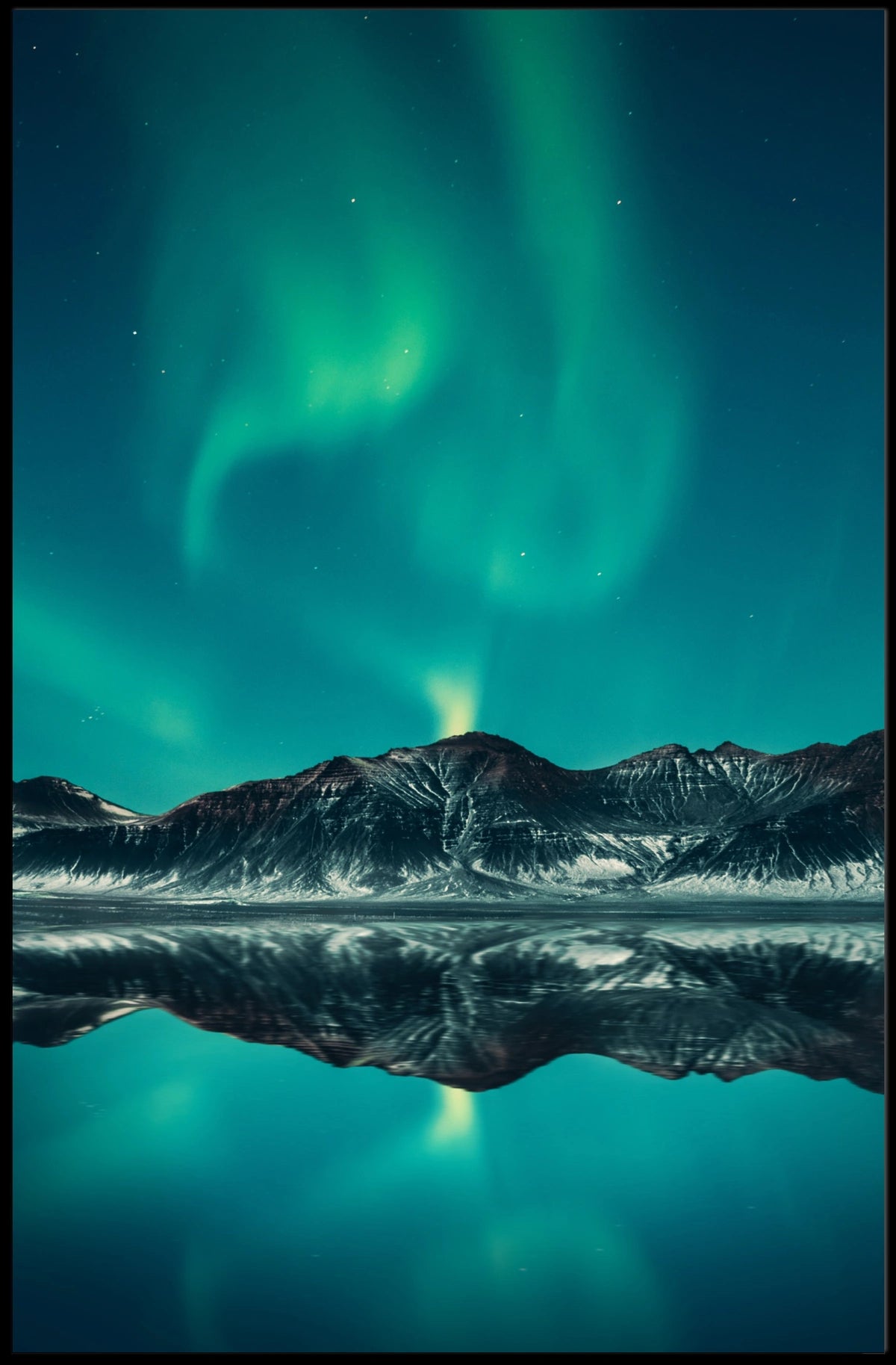 Aurora Borealis Over Mountain Range National Park Poster