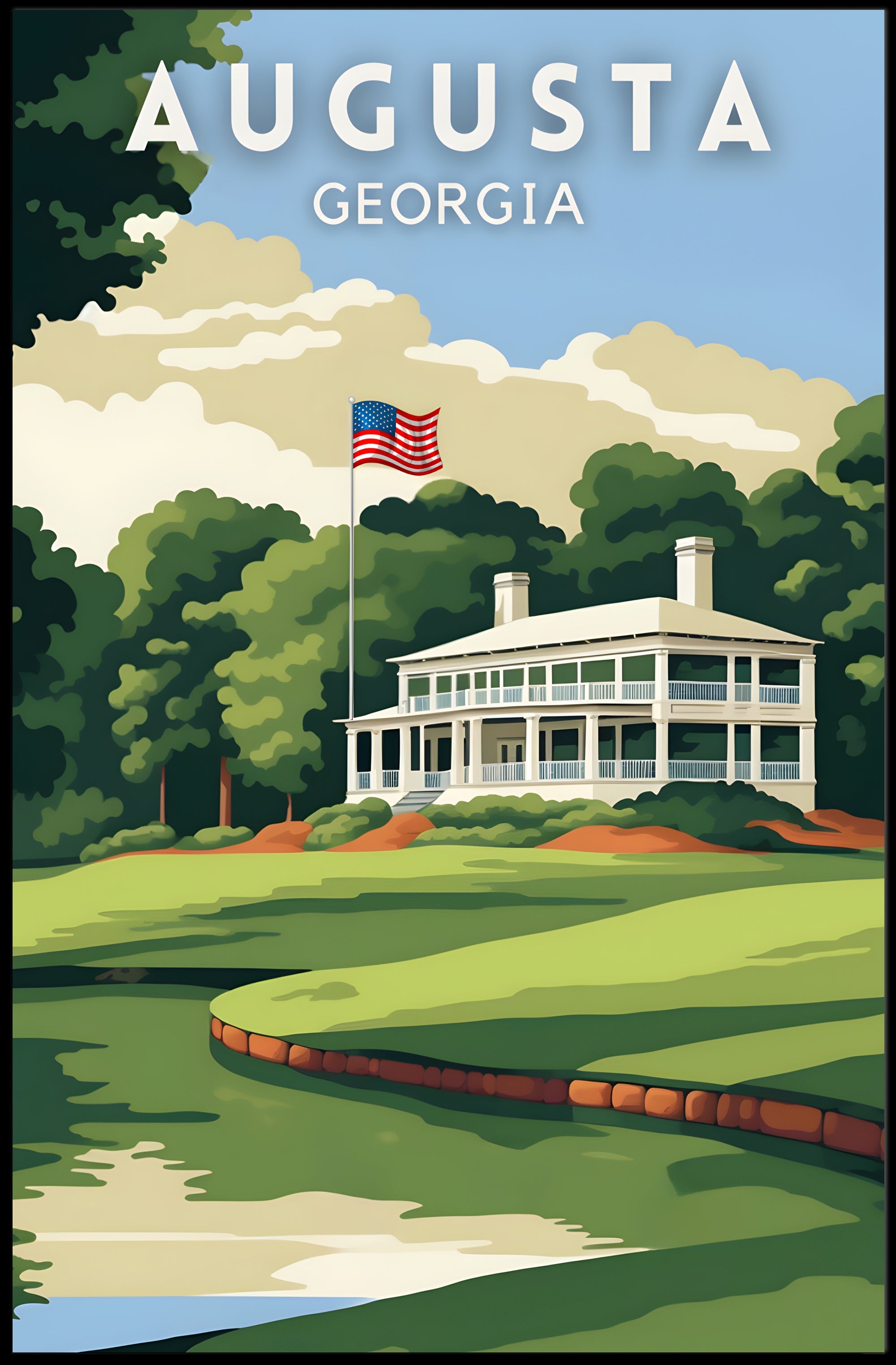 Augusta National Golf Club Vintage Travel Poster