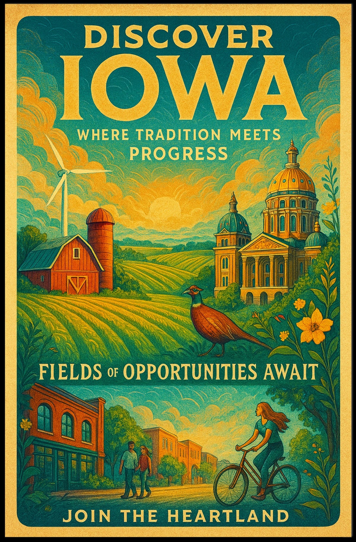 Discover Iowa Where Tradition Meets Progress Poster