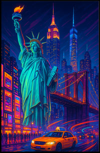 New York City Poster Modern Neon Nightlife Wall Art