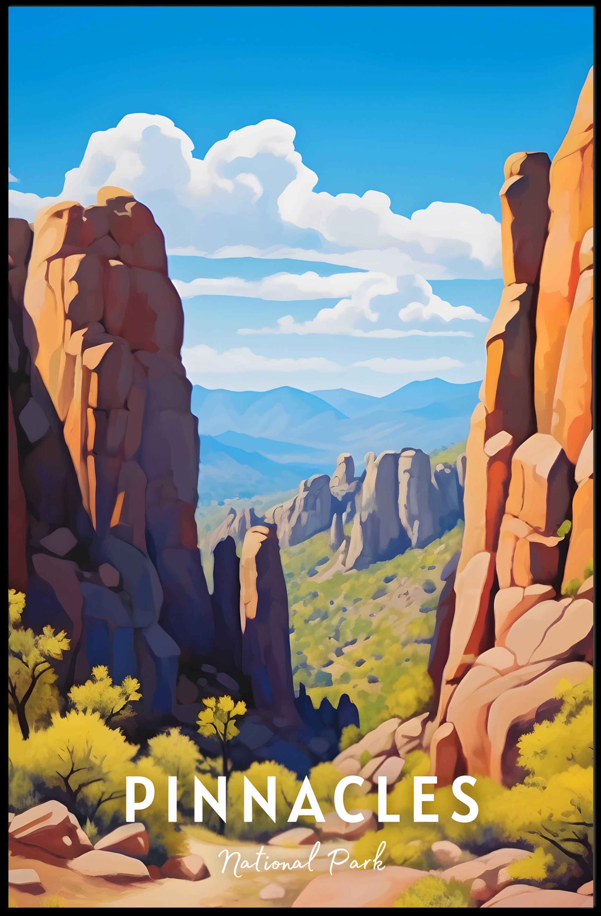 Pinnacles National Park Adventure Landscape National Park Poster