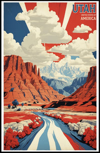 Utah Landscape Art with Patriotic Colors Travel Poster