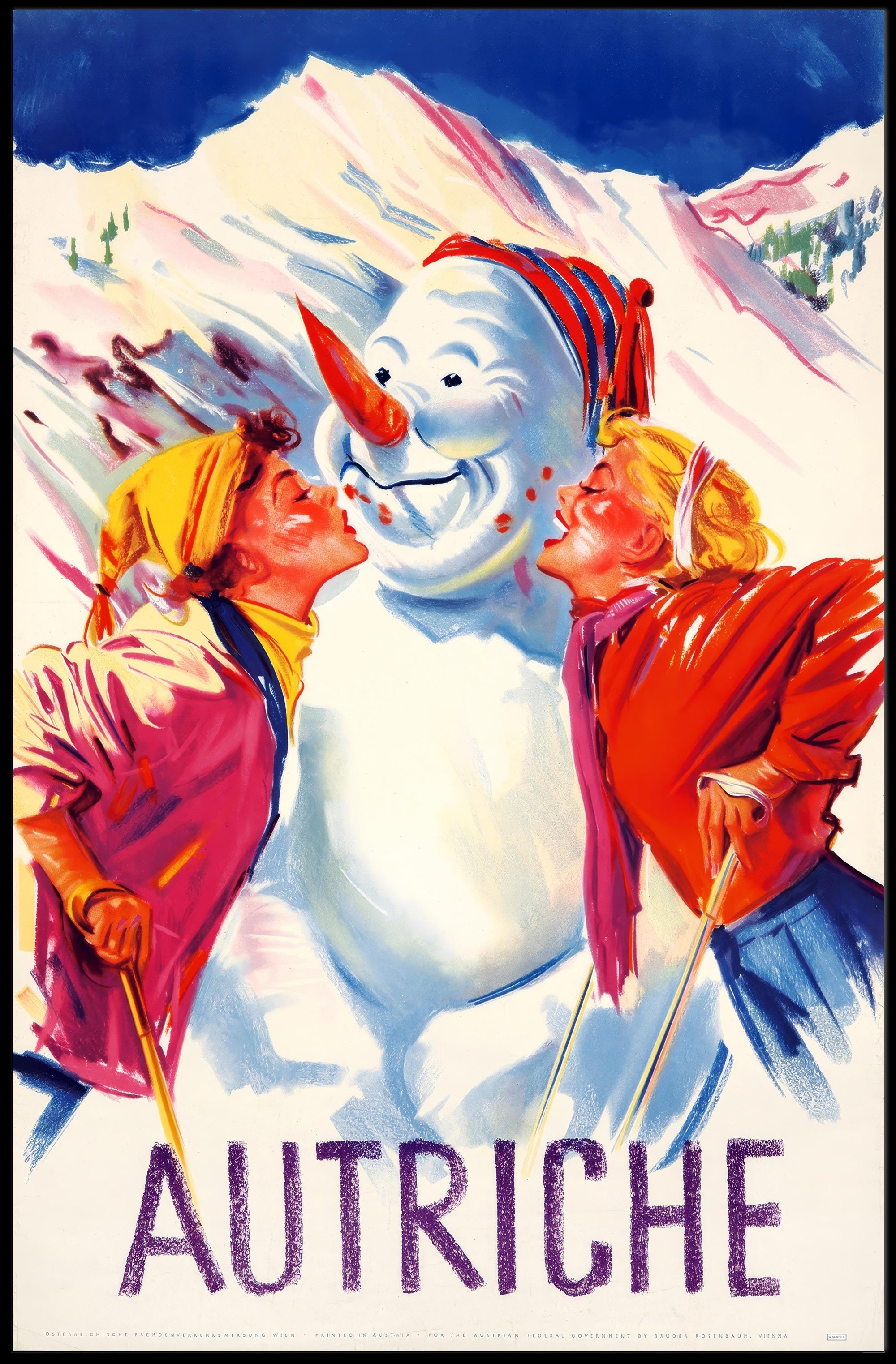 Vibrant Vintage Austrian Winter Scene Travel Poster PosterGoat