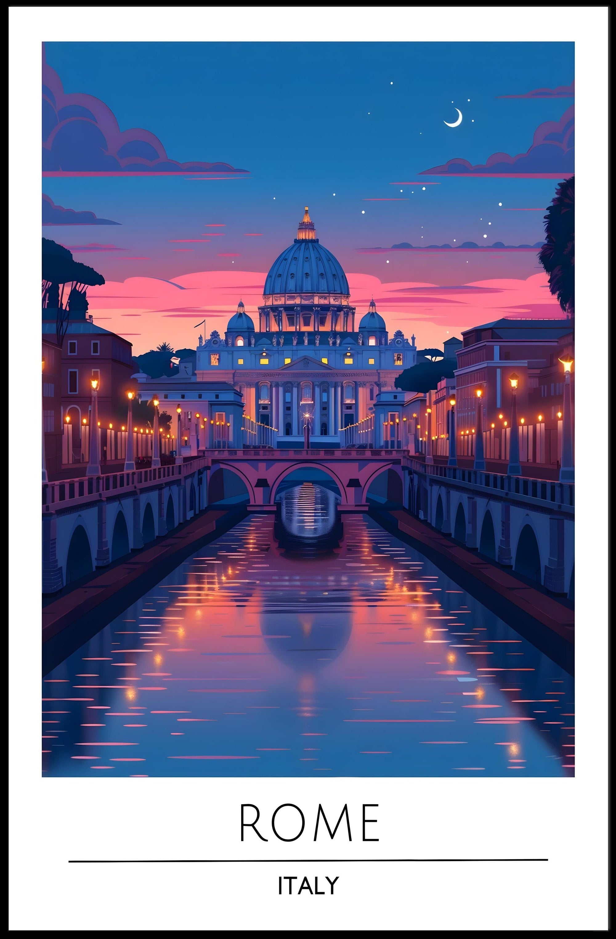 St. Peter's Basilica Evening Glow Travel Poster