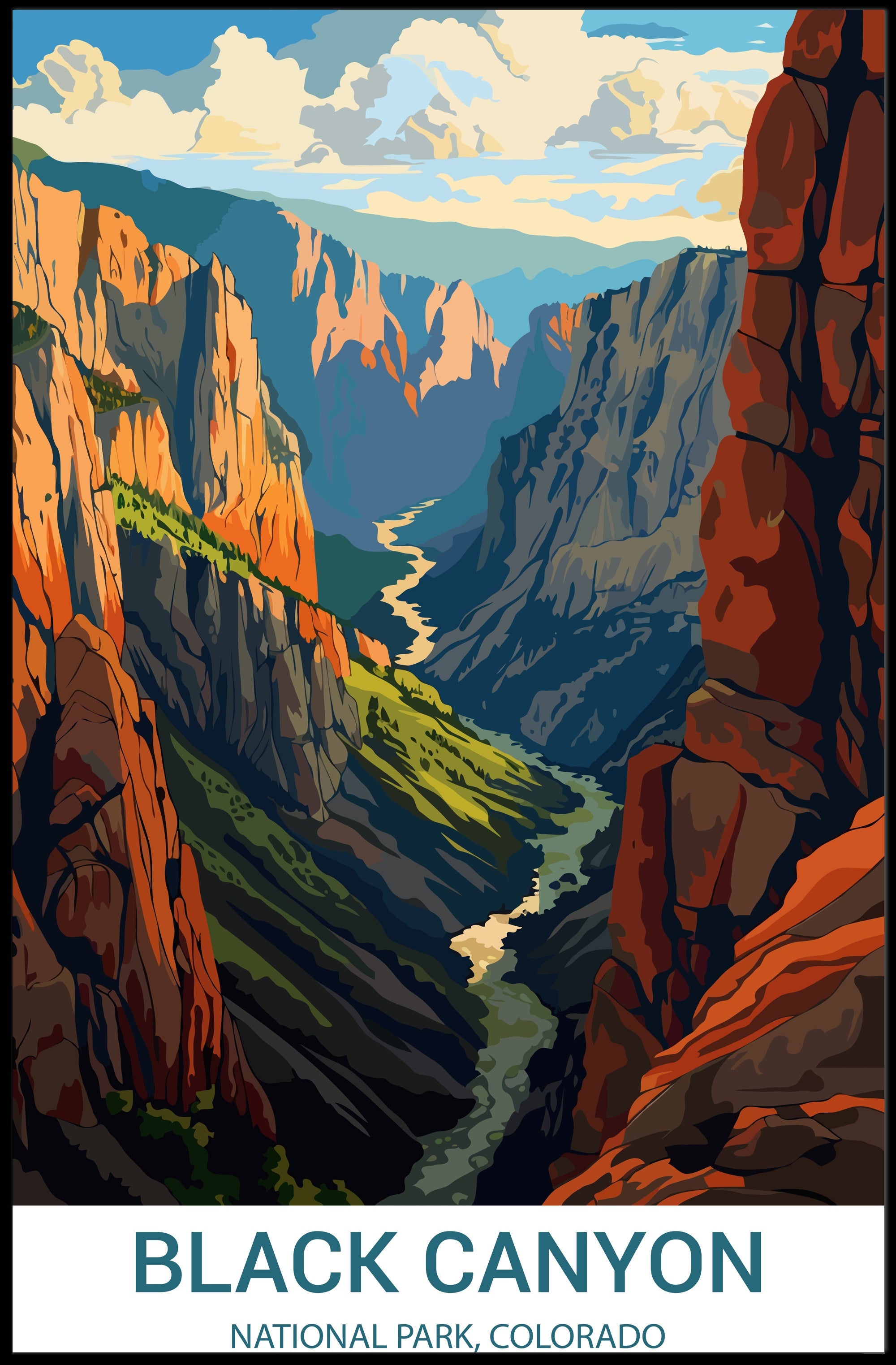 Black Canyon Vintage National Park Travel Poster