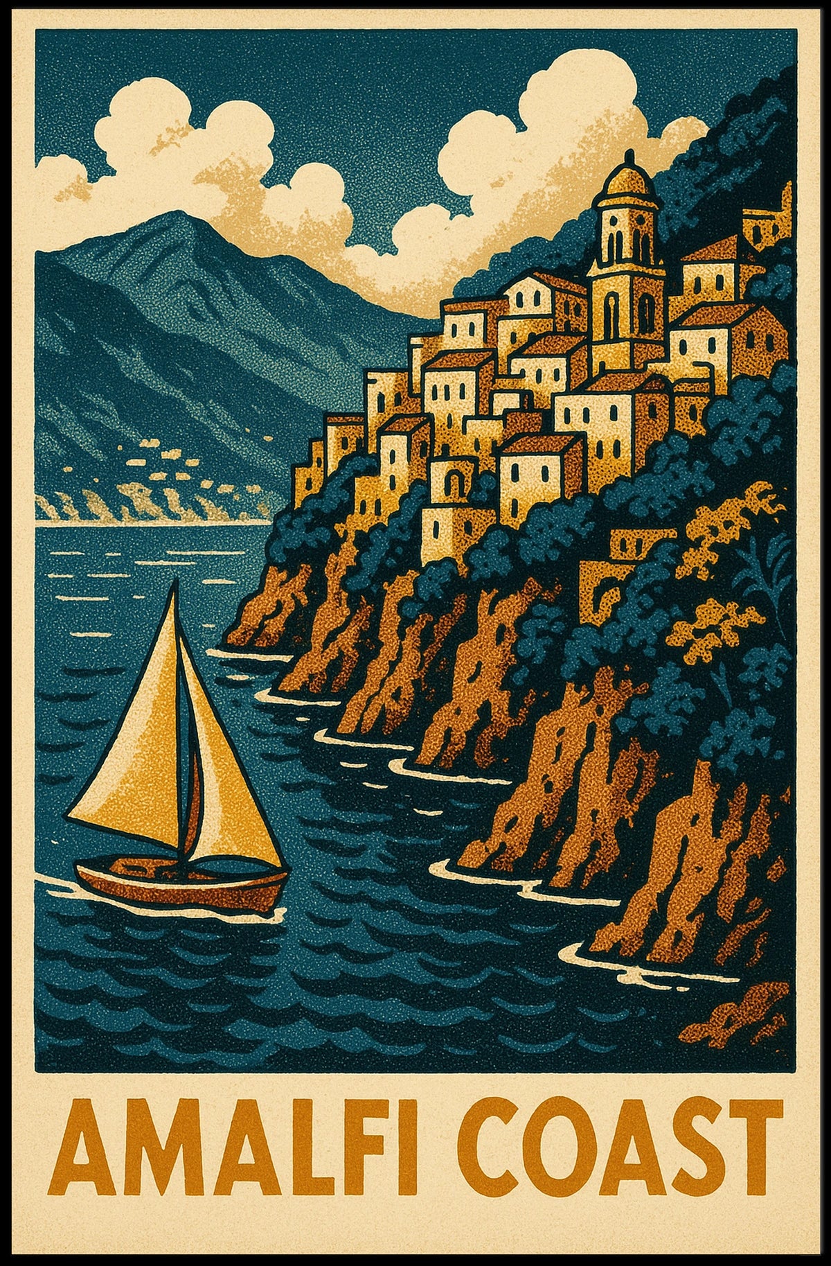 Amalfi Coast Travel Poster 18x24 Coastal Wall Art Print