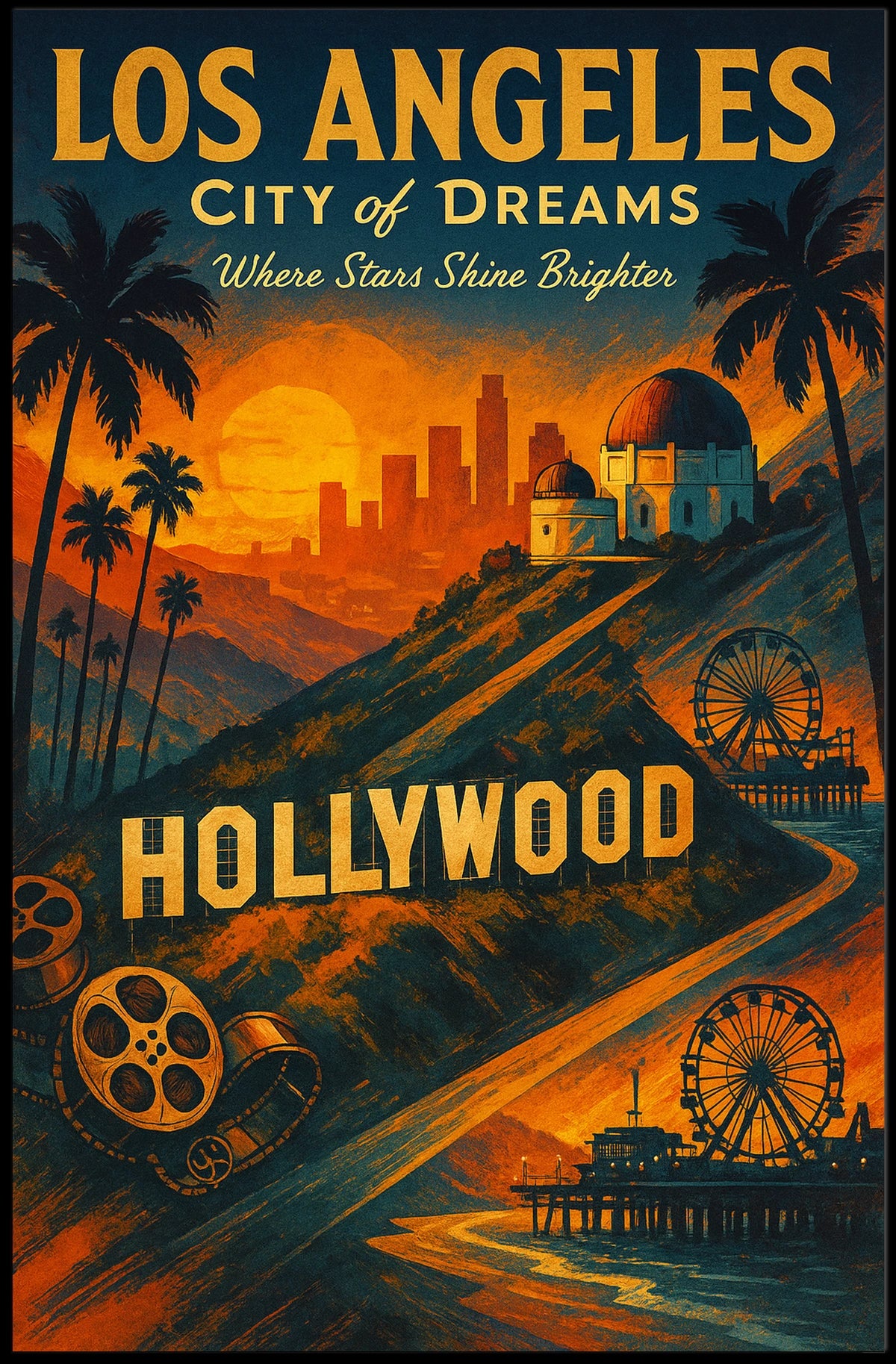 Los Angeles City of Dreams Vintage Poster