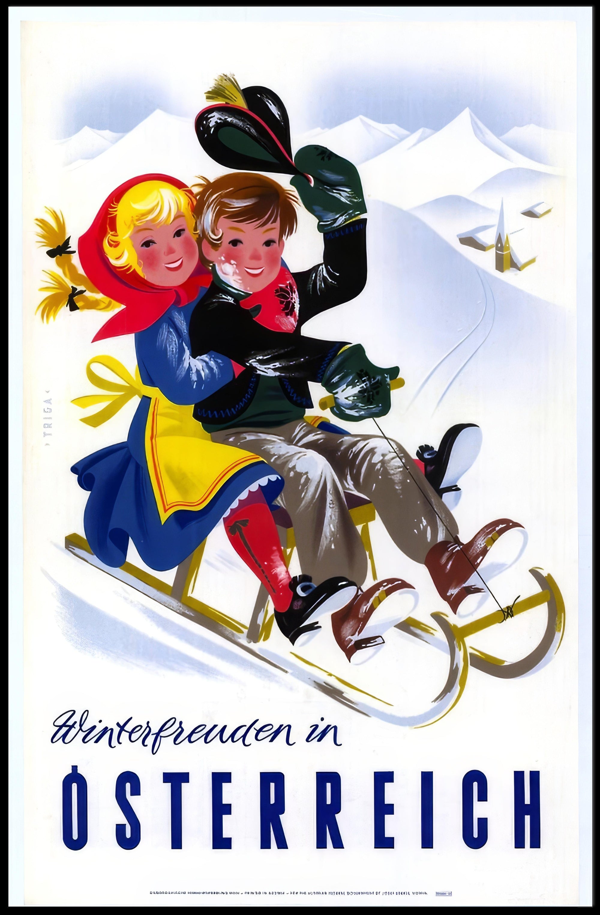 Winter Joys in Austria Vintage Travel Poster PosterGoat
