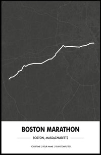 Boston Marathon Route Modern Minimalist Sports Poster