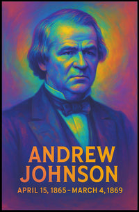 Andrew Johnson 17th President of the United States Neon Gradient Overlay Poster