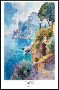Capri Italy Watercolor Travel Poster PosterGoat