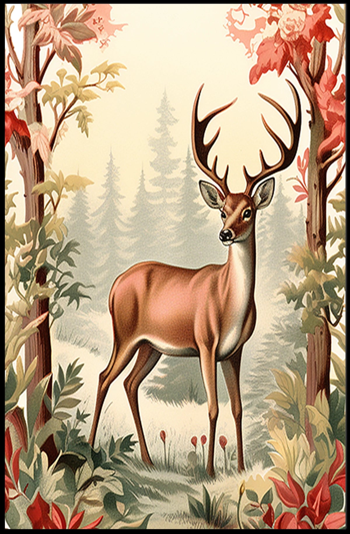 Majestic Deer In Autumn Forest Poster