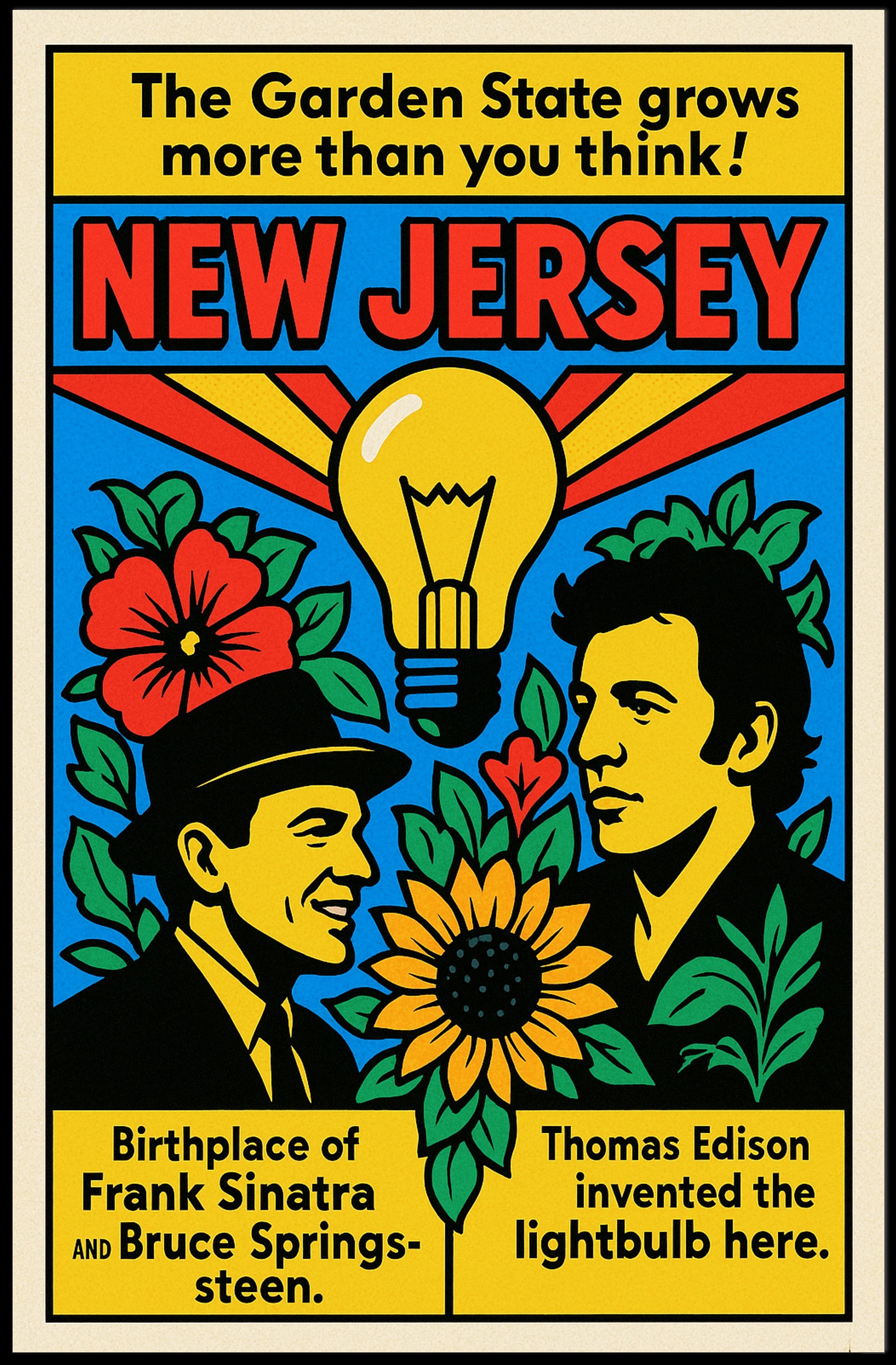 Colorful New Jersey Vintage Illustration Cultural or Heritage Poster