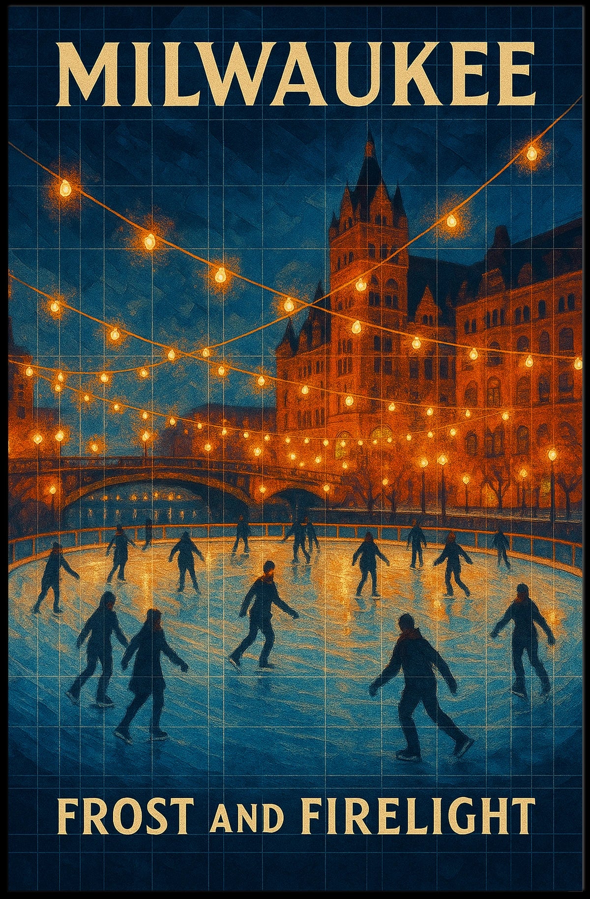 MilwaukeeFrostfirelight NightscapeCity NightviewVista SkyscraperLine Poster