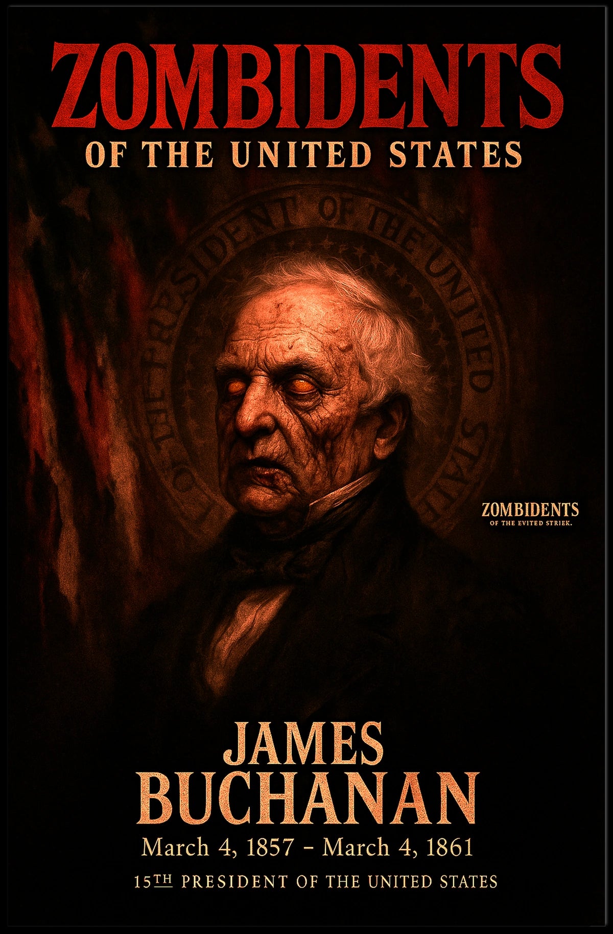 James Buchanan 15th President of the United States Zombidents Poster Series