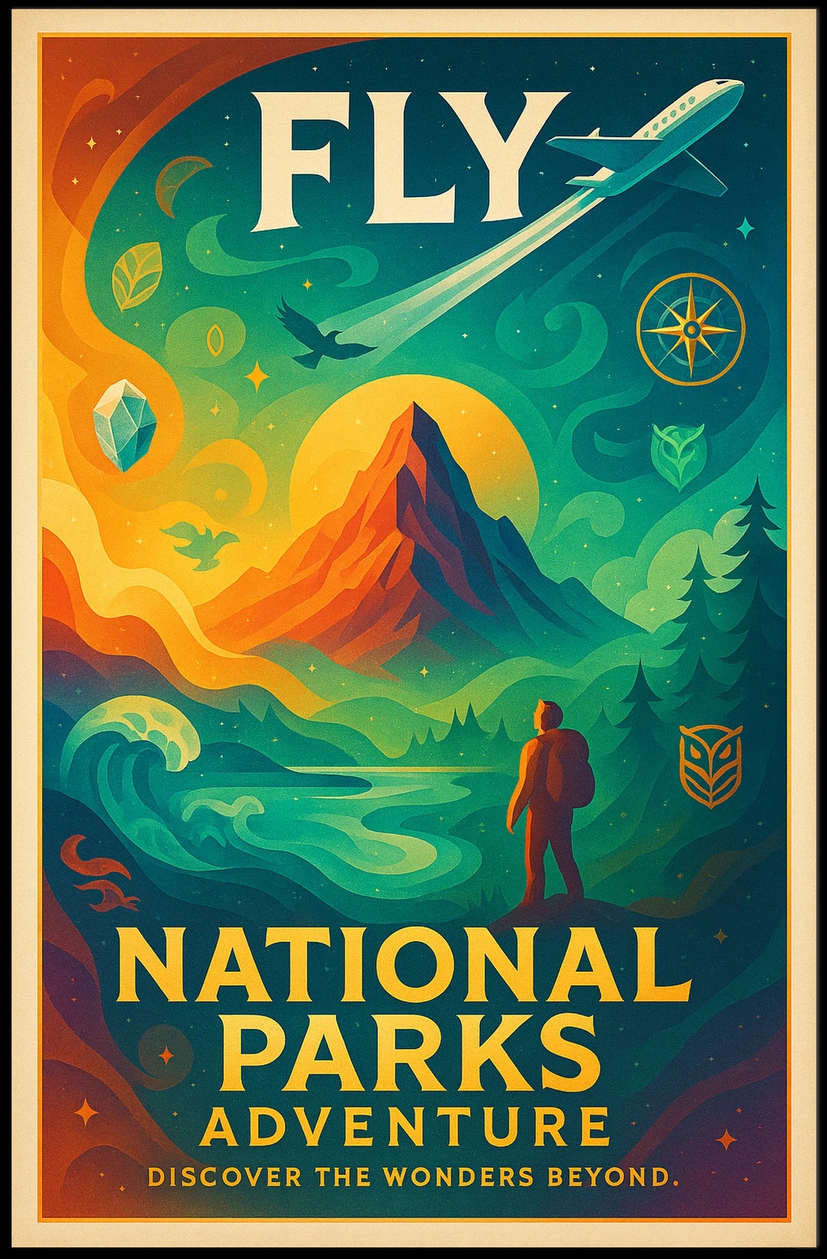 Fly to National Parks Adventure Poster
