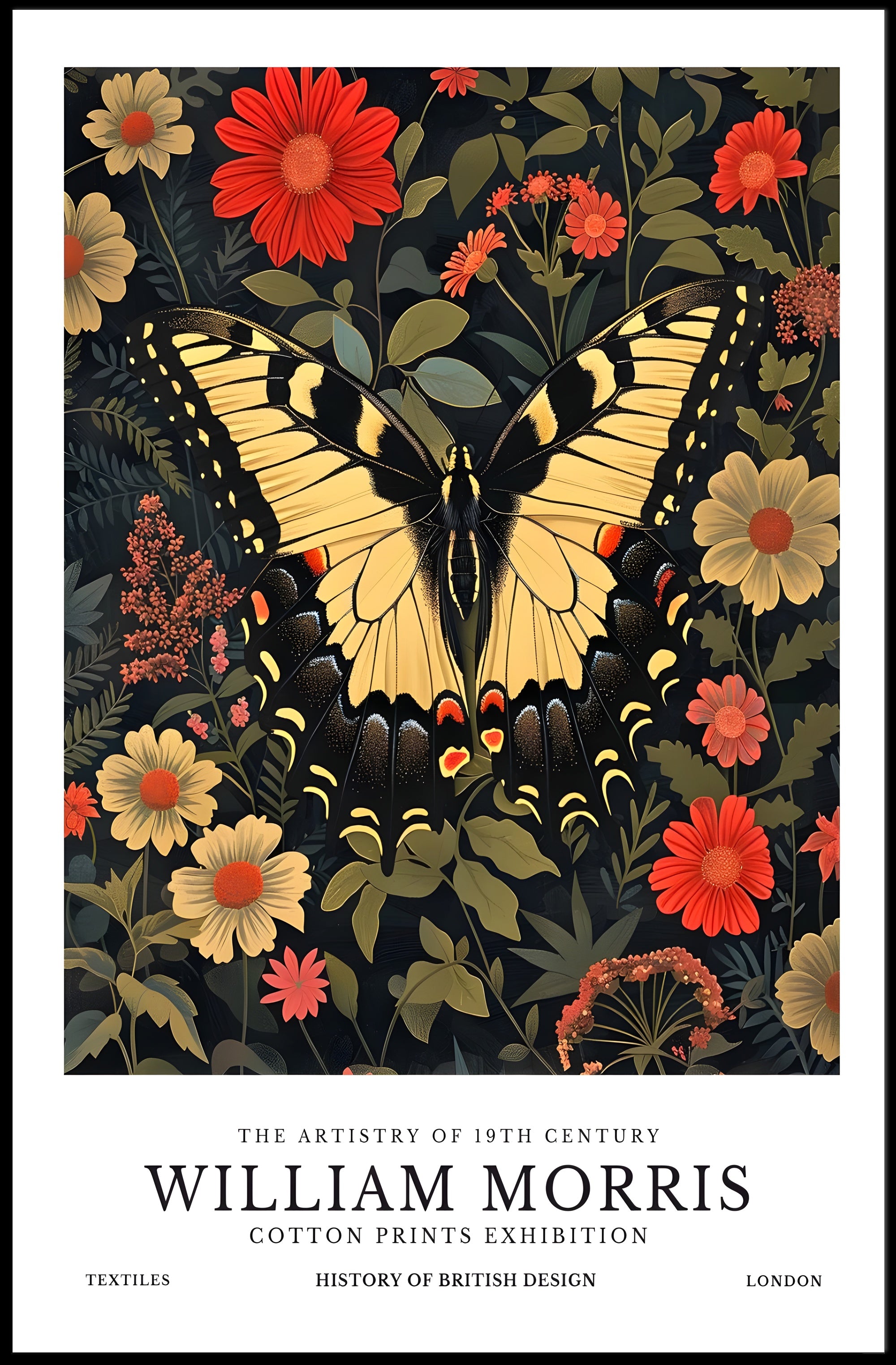 William Morris Artistic Butterfly Vintage Cultural or Heritage Poster