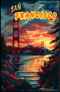 Sunset Over the Golden Gate Poster