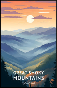 Great Smoky Mountains Landscape Poster Vintage Print