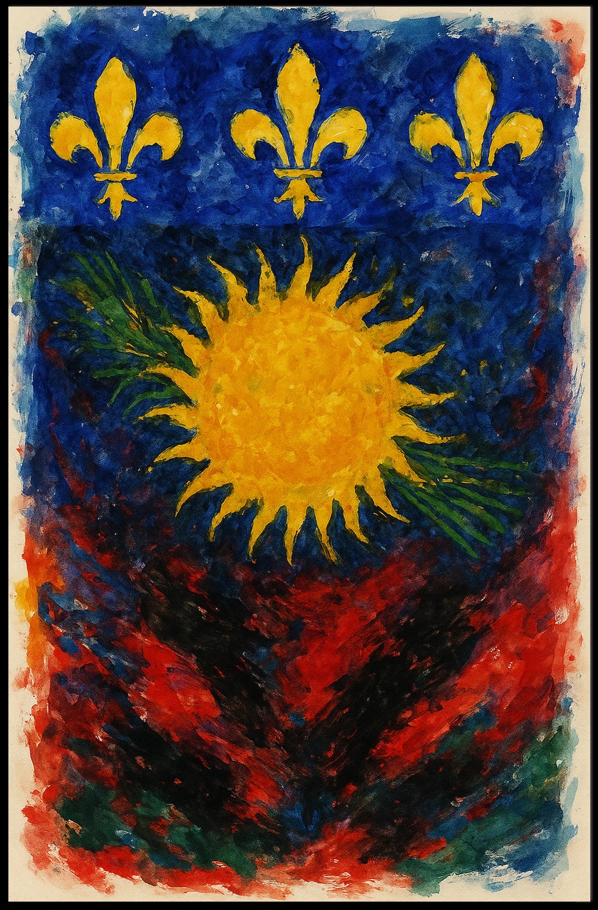 Vibrant Heraldic Sun Poster