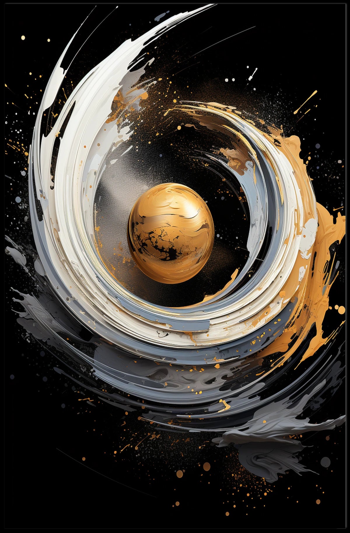 Golden Orb Abstract Art Print - Abstract Poster