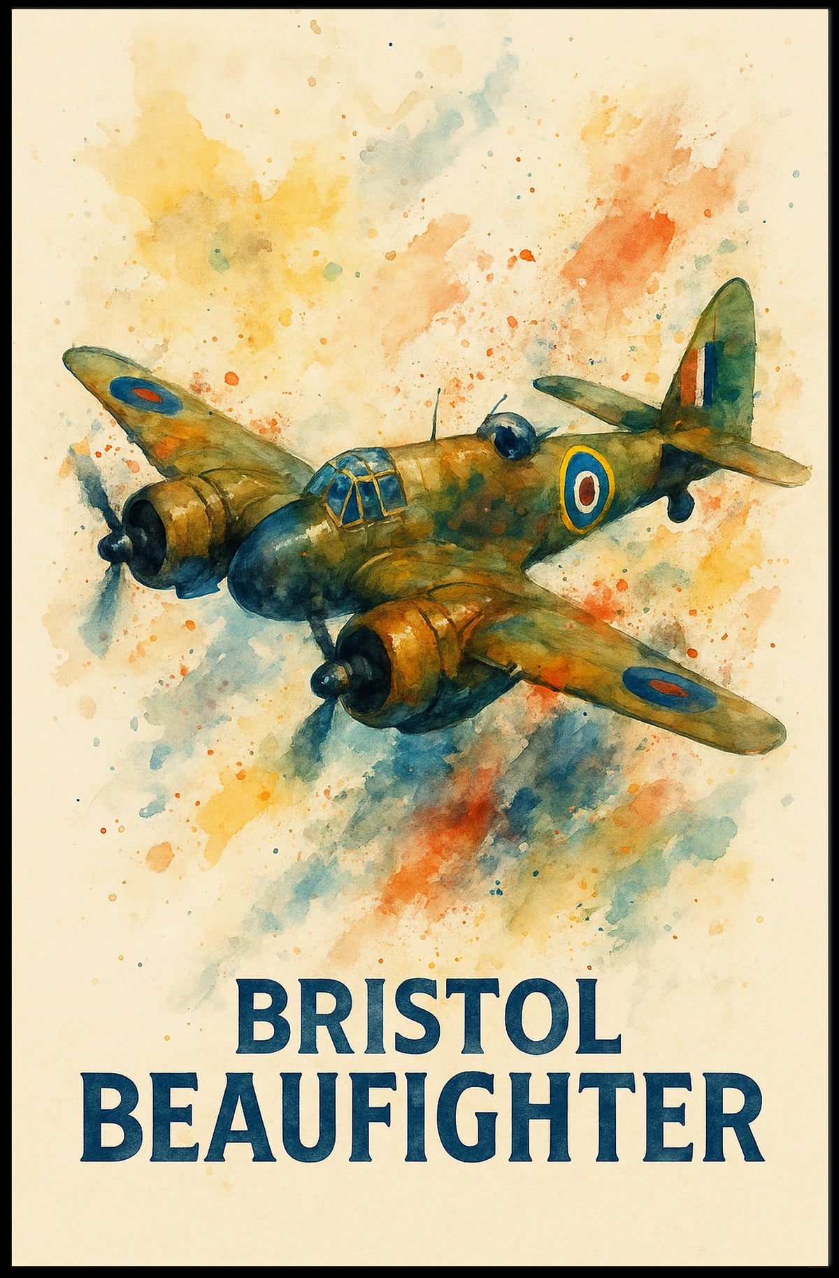 Bristol Beaufighter WWII Vintage Aviation Art Poster