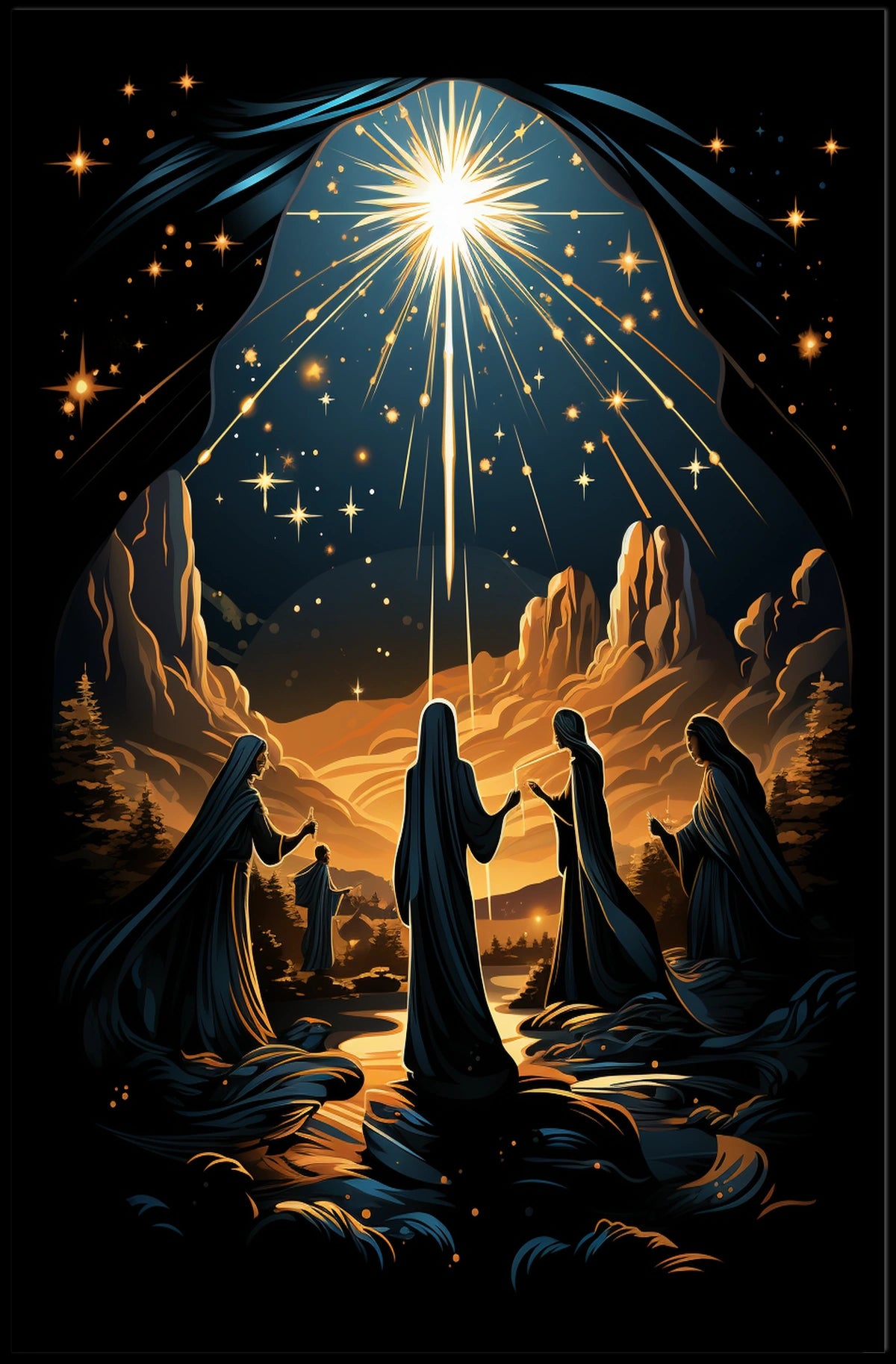 Celestial Gathering Landscape Surrealism Poster