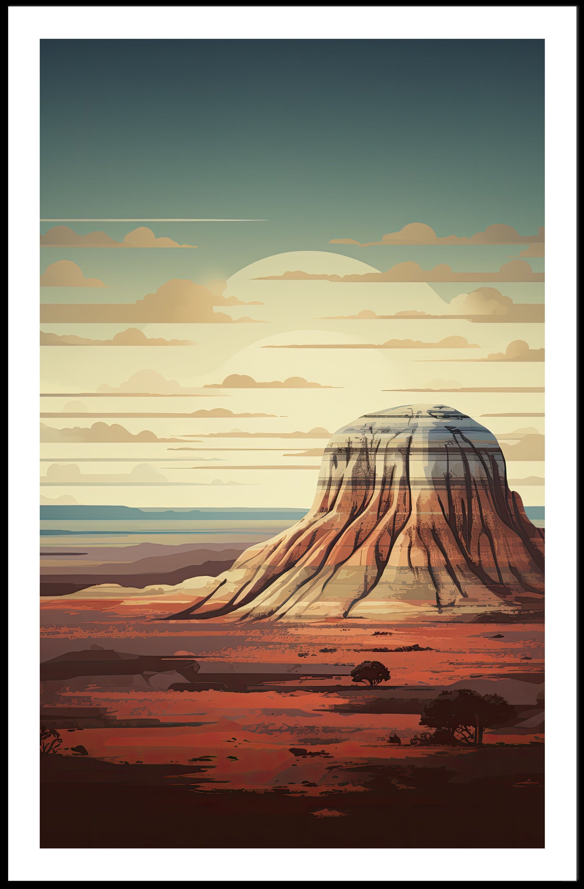 Desert Landscape Illustration Poster Modern Wall Art