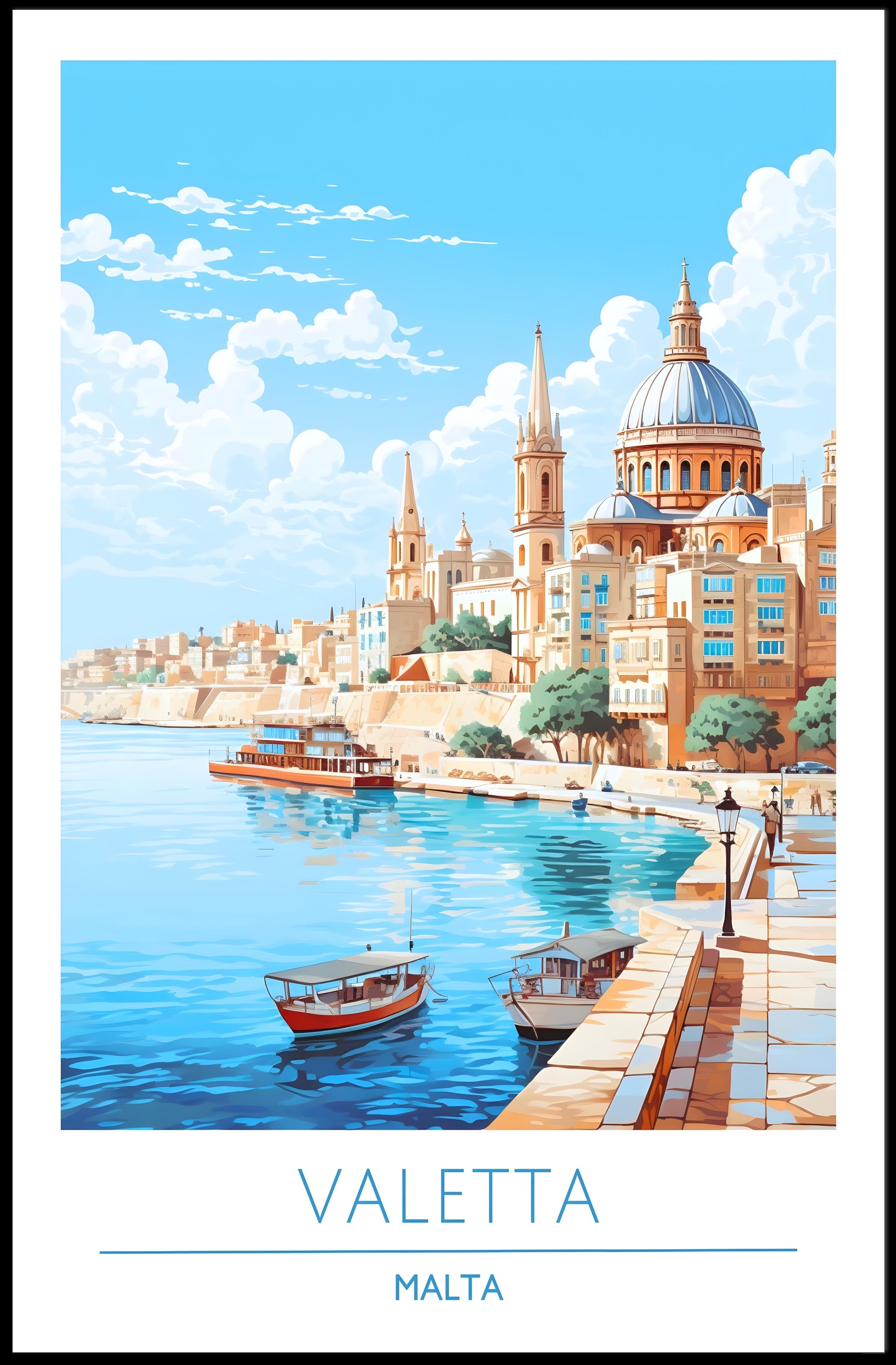 Valletta Malta Scenic Travel Poster