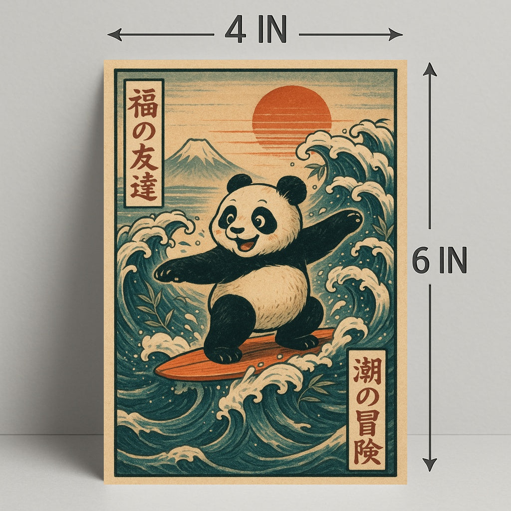 Pandas Surfing Adventure Poster PosterGoat