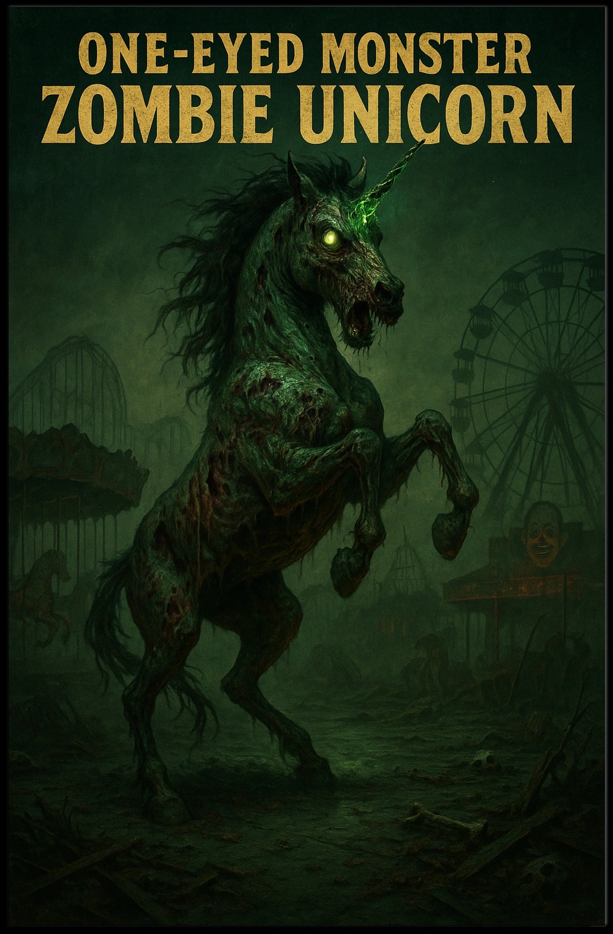 One-Eyed Monster Zombie Unicorn Poster