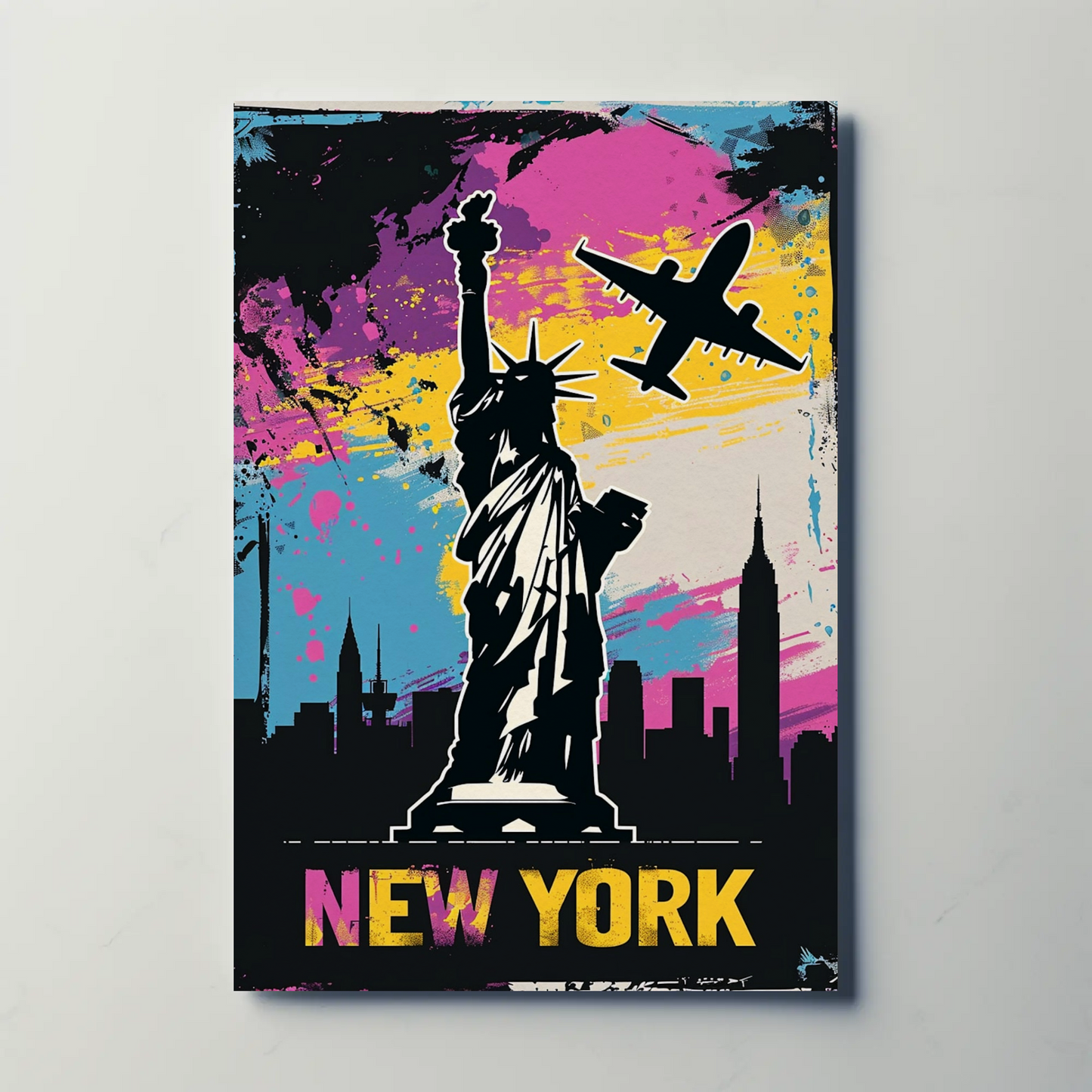New York Skyline and Statue of Liberty Vintage Style Poster