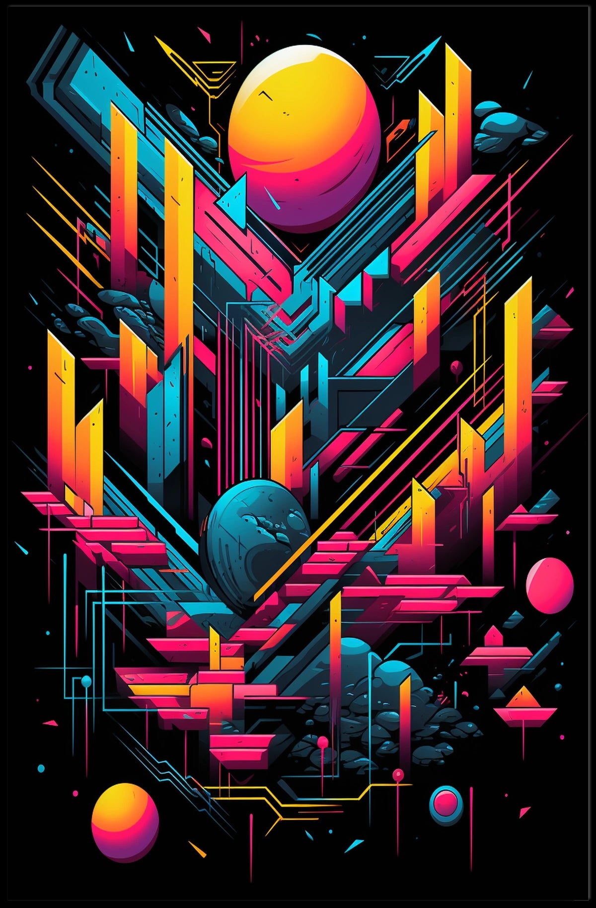 Neon Geometric Cosmos Poster