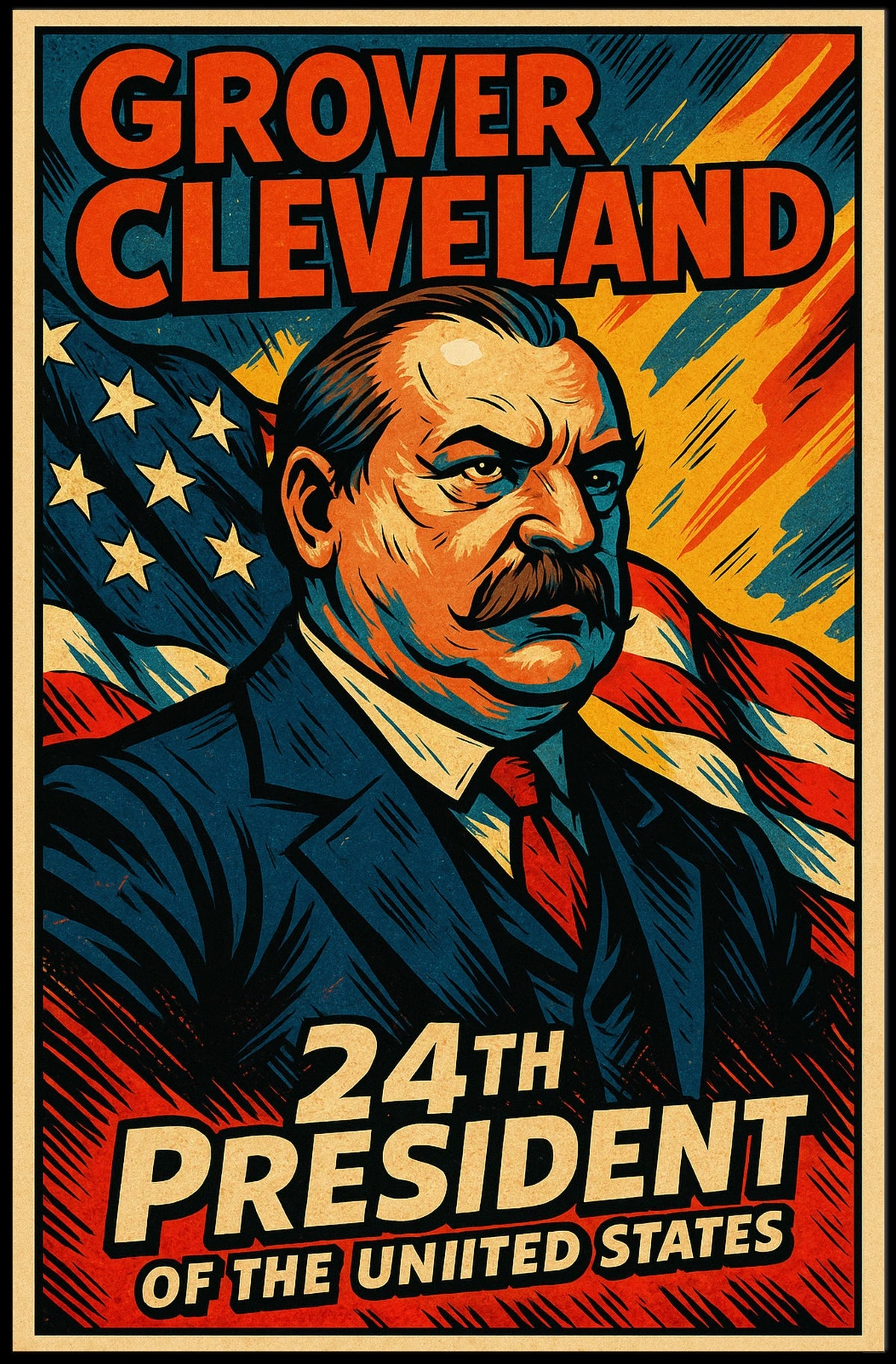 Grover Cleveland 24th President Poster Vintage Wall Art