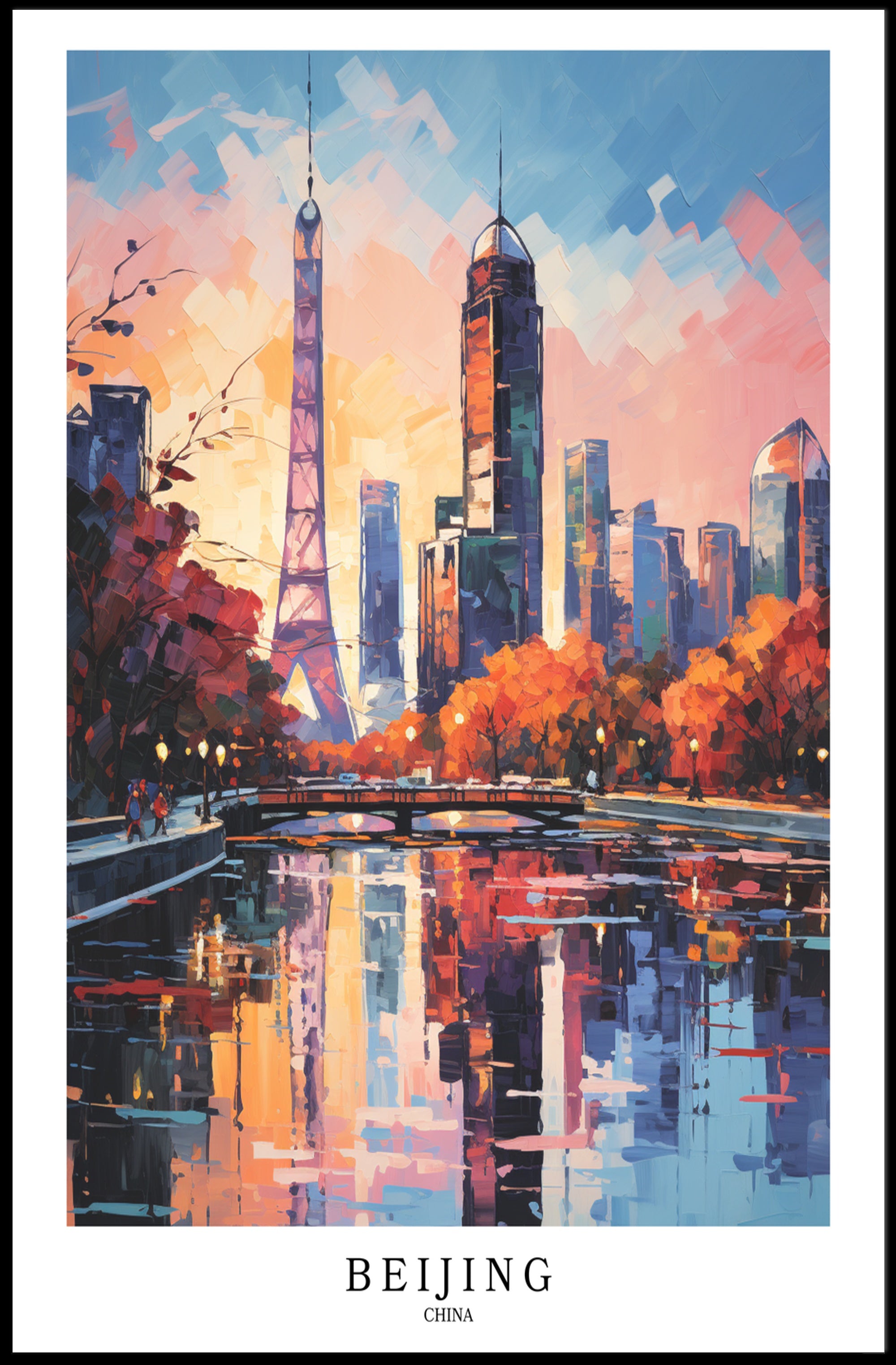 Beijing Skyline at Sunset: Urban or Cityscape Poster PosterGoat