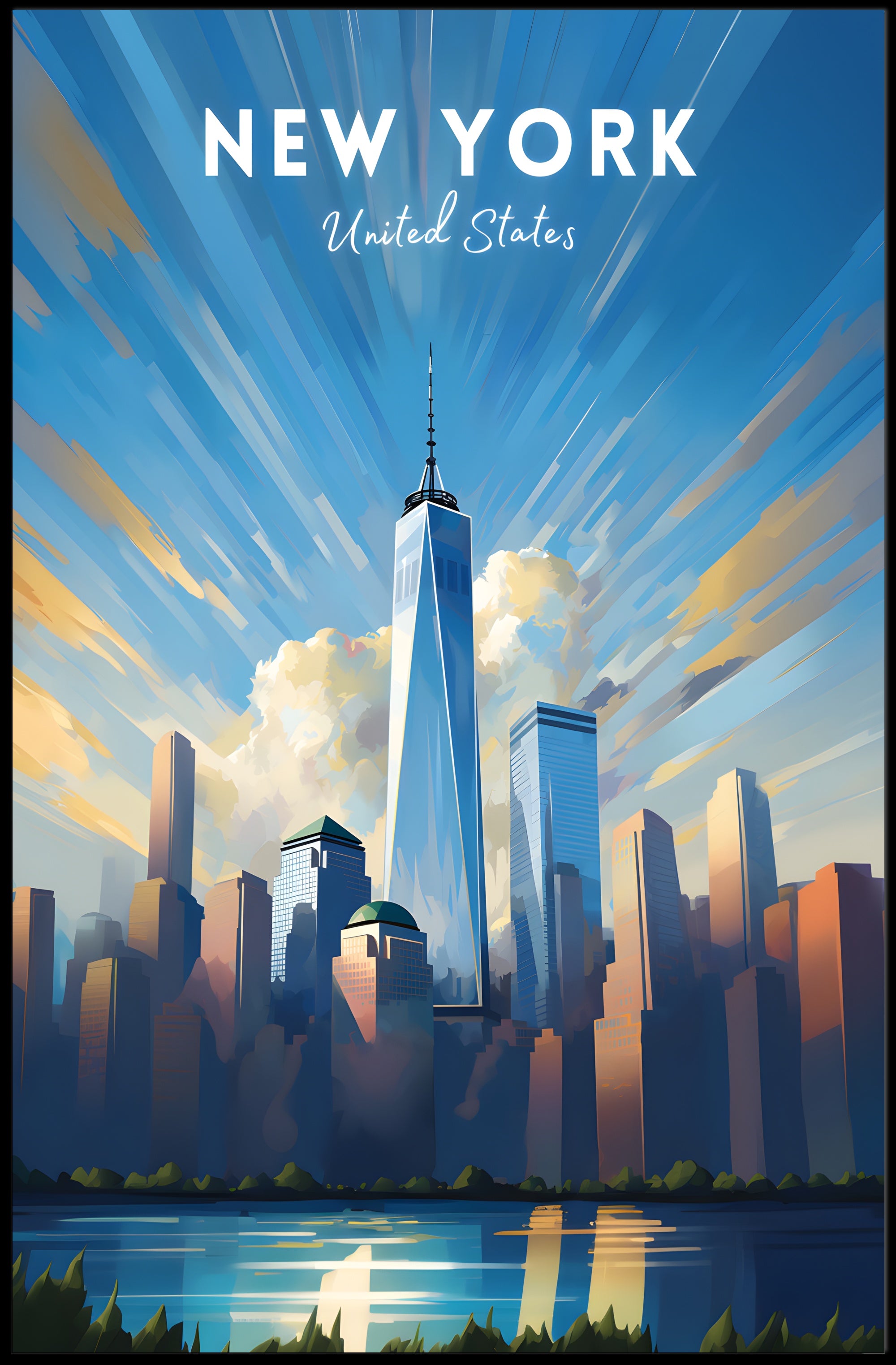 New York City Skyline Vibrant Urban or Cityscape Poster