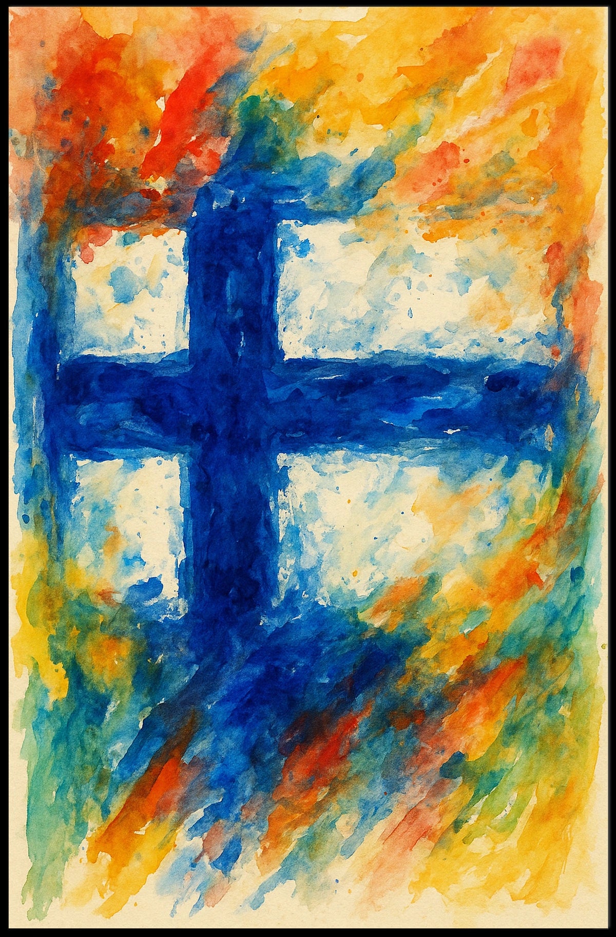 Abstract Finnish Flag Abstract Poster