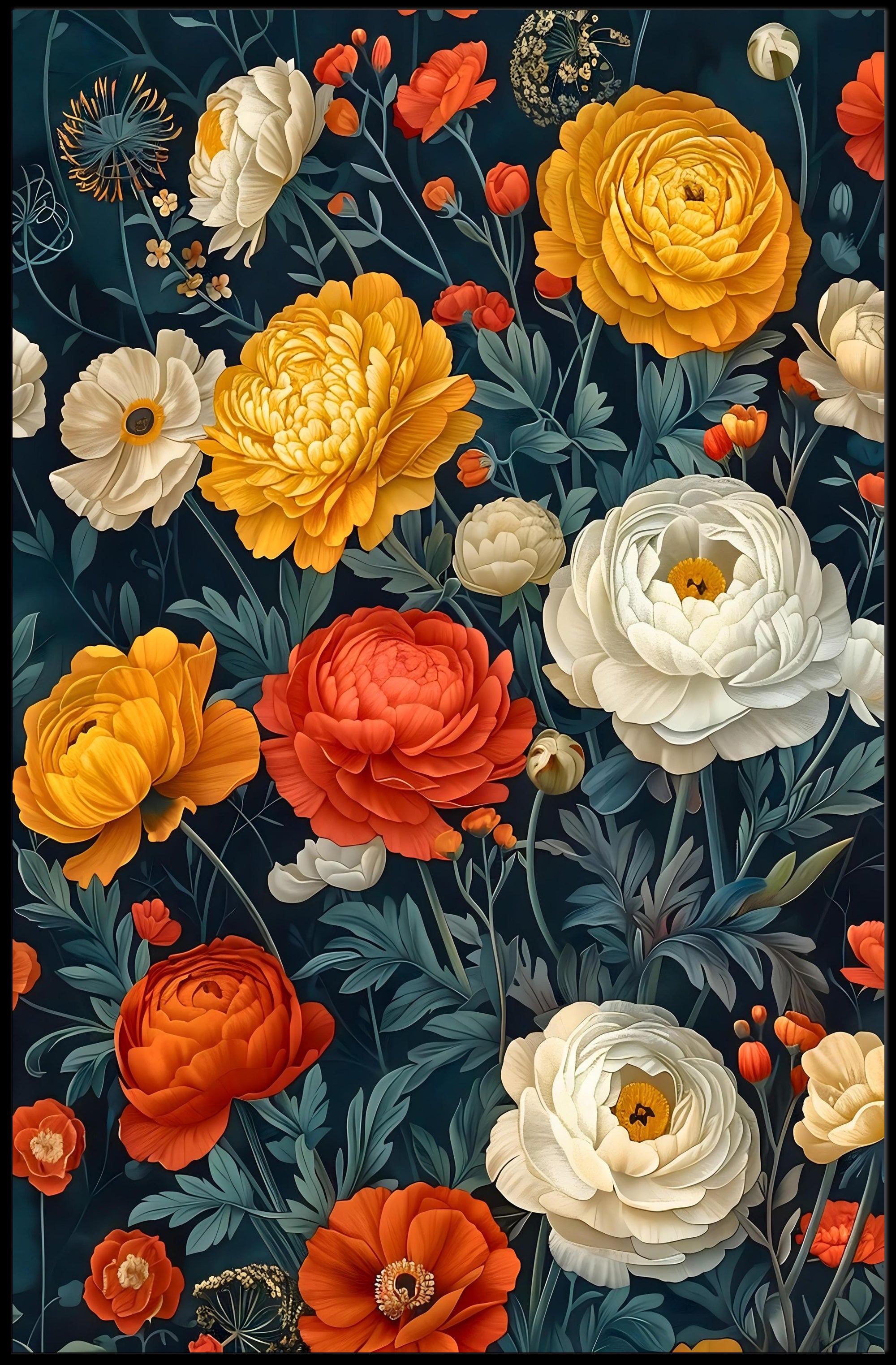 Vibrant Floral Symphony Wall Art Print