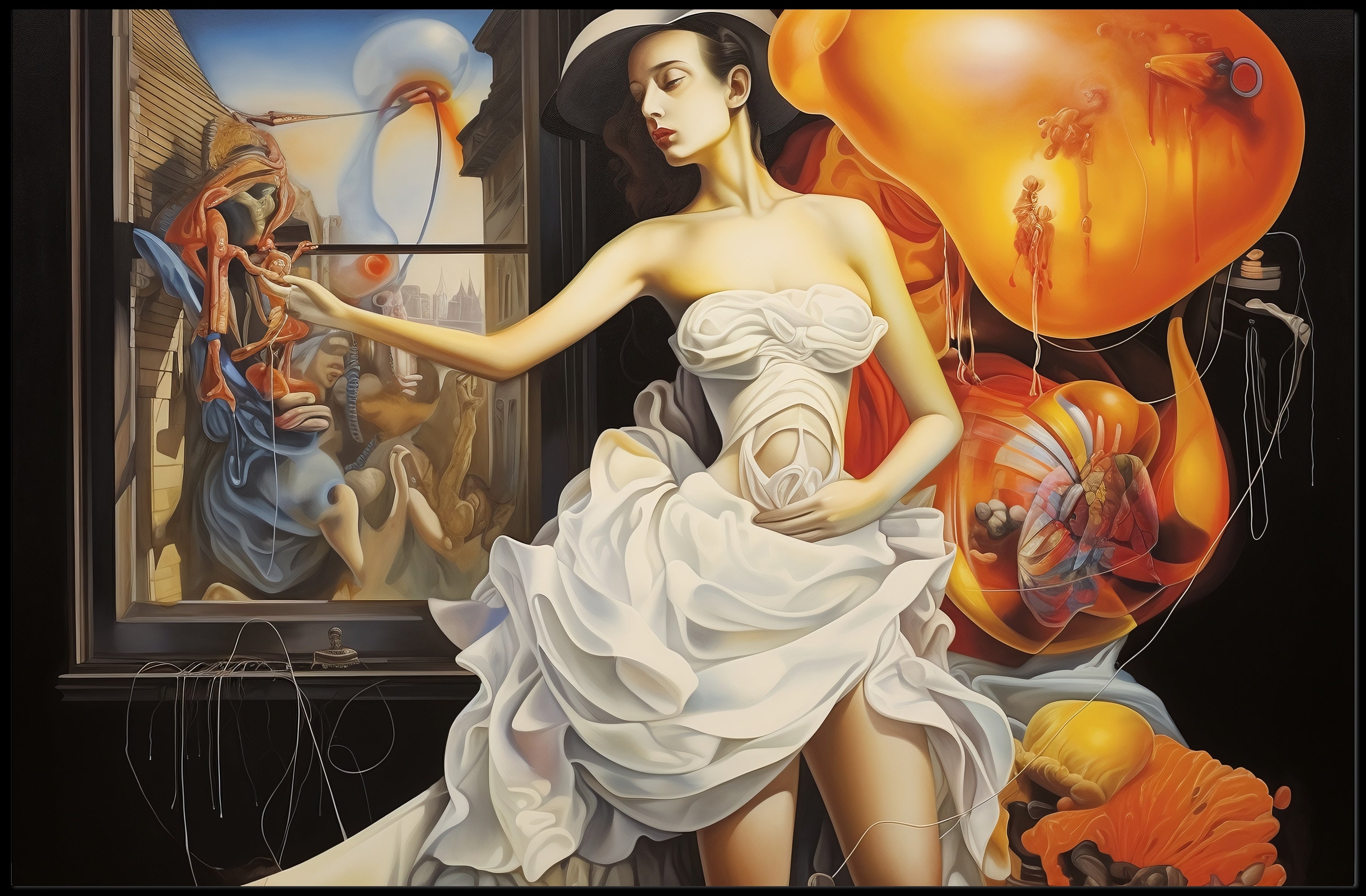Woman in White Dress Abstract or Artistic Poster