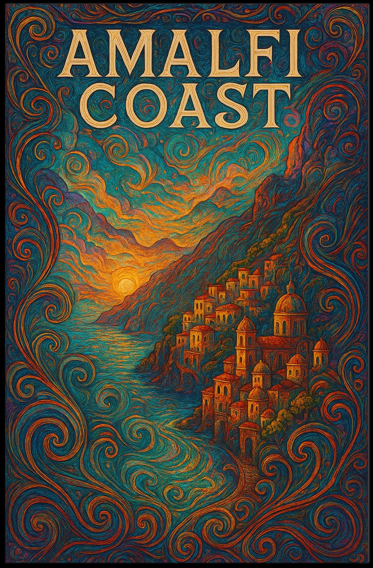 Amalfi Coast Poster 18x24 Coastal Wall Art Coastal Decor