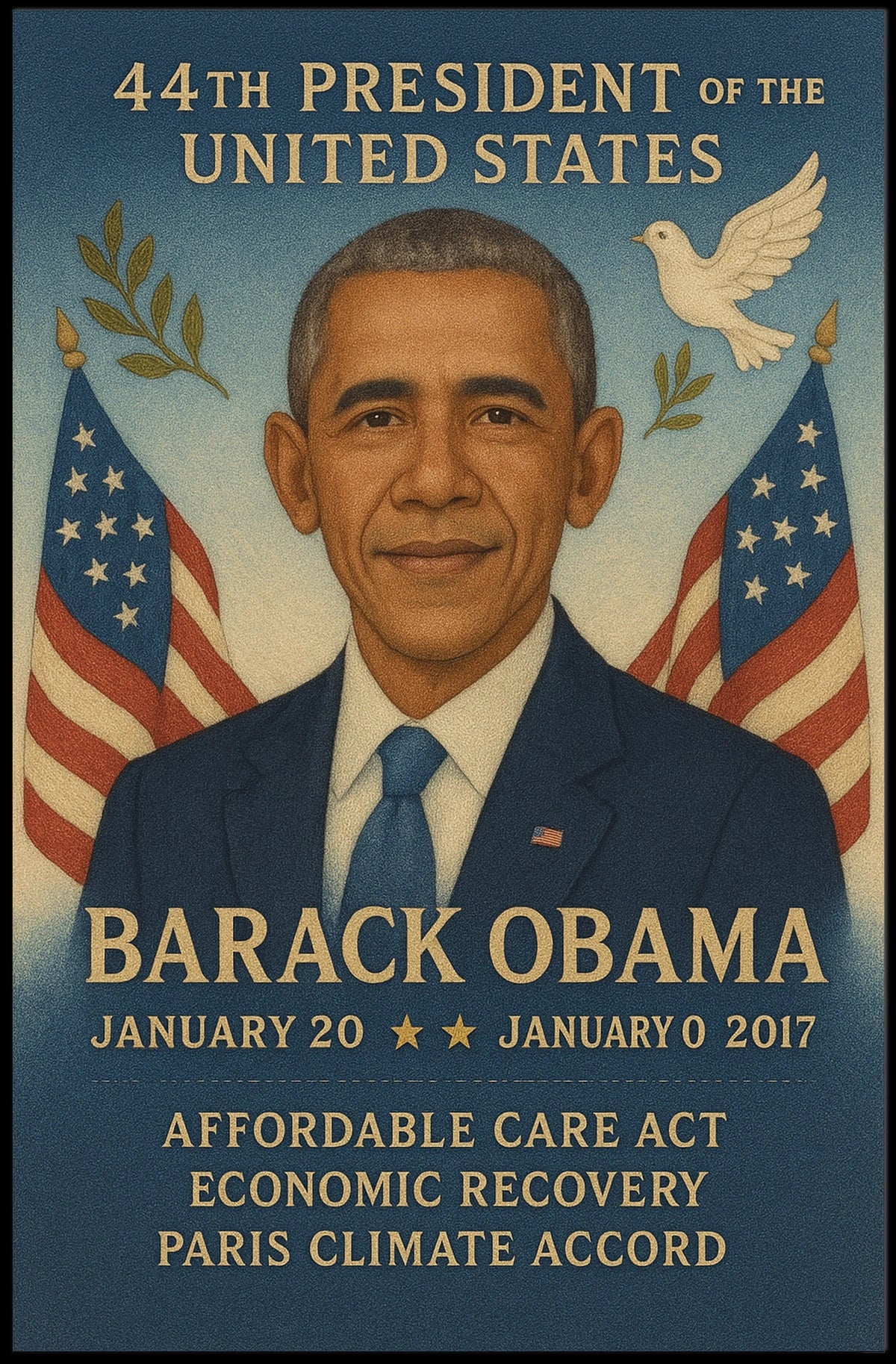 Obama Presidency Commemorative Art Historical or Presidential Poster
