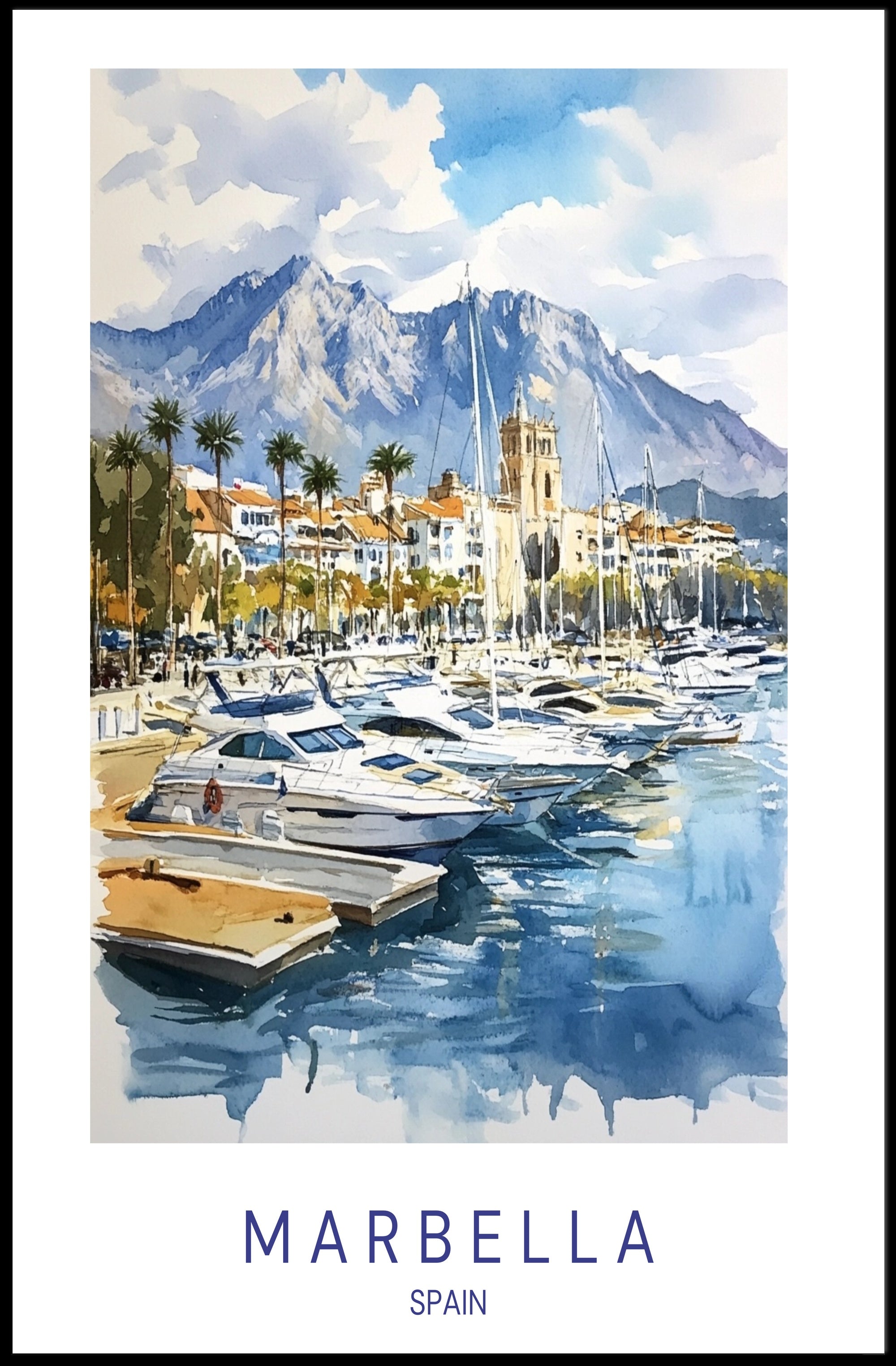 Marbella Harbor Poster PosterGoat
