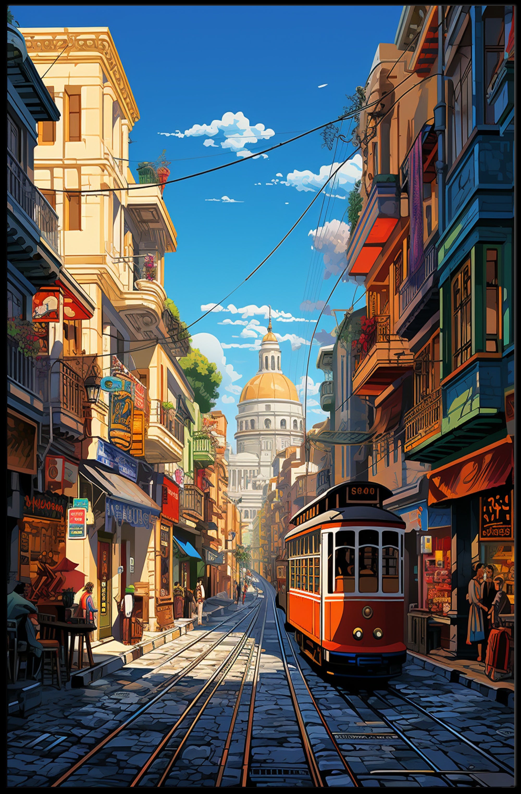 Vibrant Streetcar Journey Poster