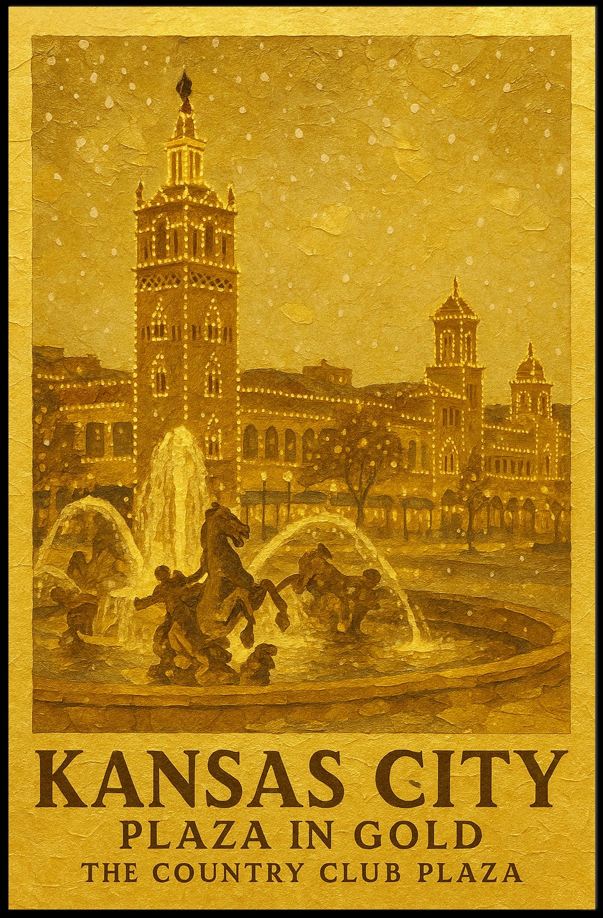 Kansas City Plaza In Gold Poster