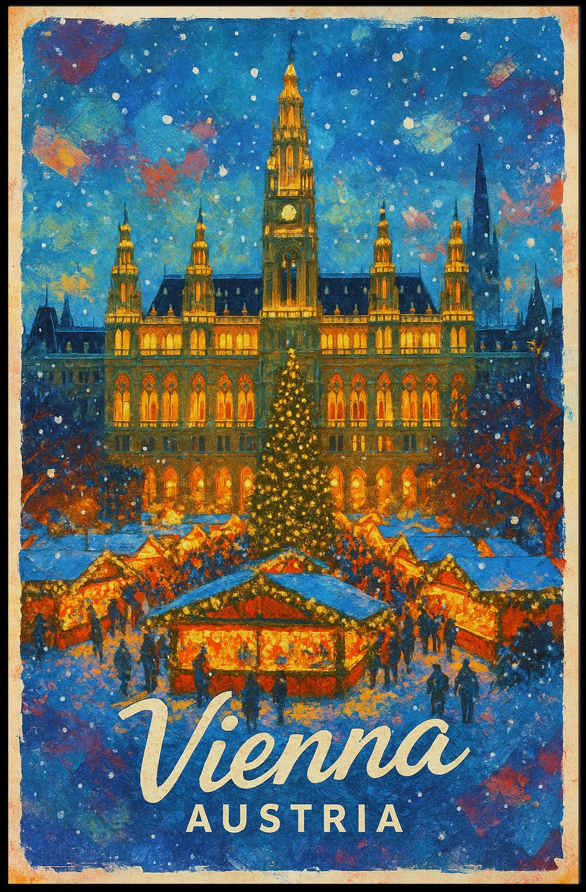 Vienna Winter Wonderland Timeless Cityscape Artistic Decor Enthusiasts Vintage Urban Poster