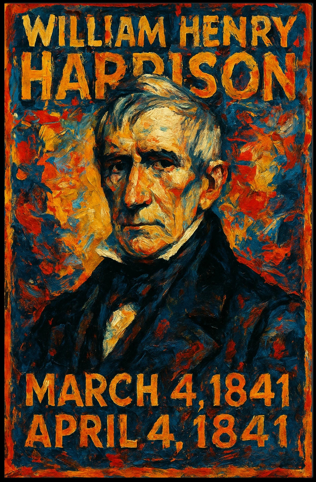 William Henry Harrison 9th President of the United States Glitch Hop Art Poster