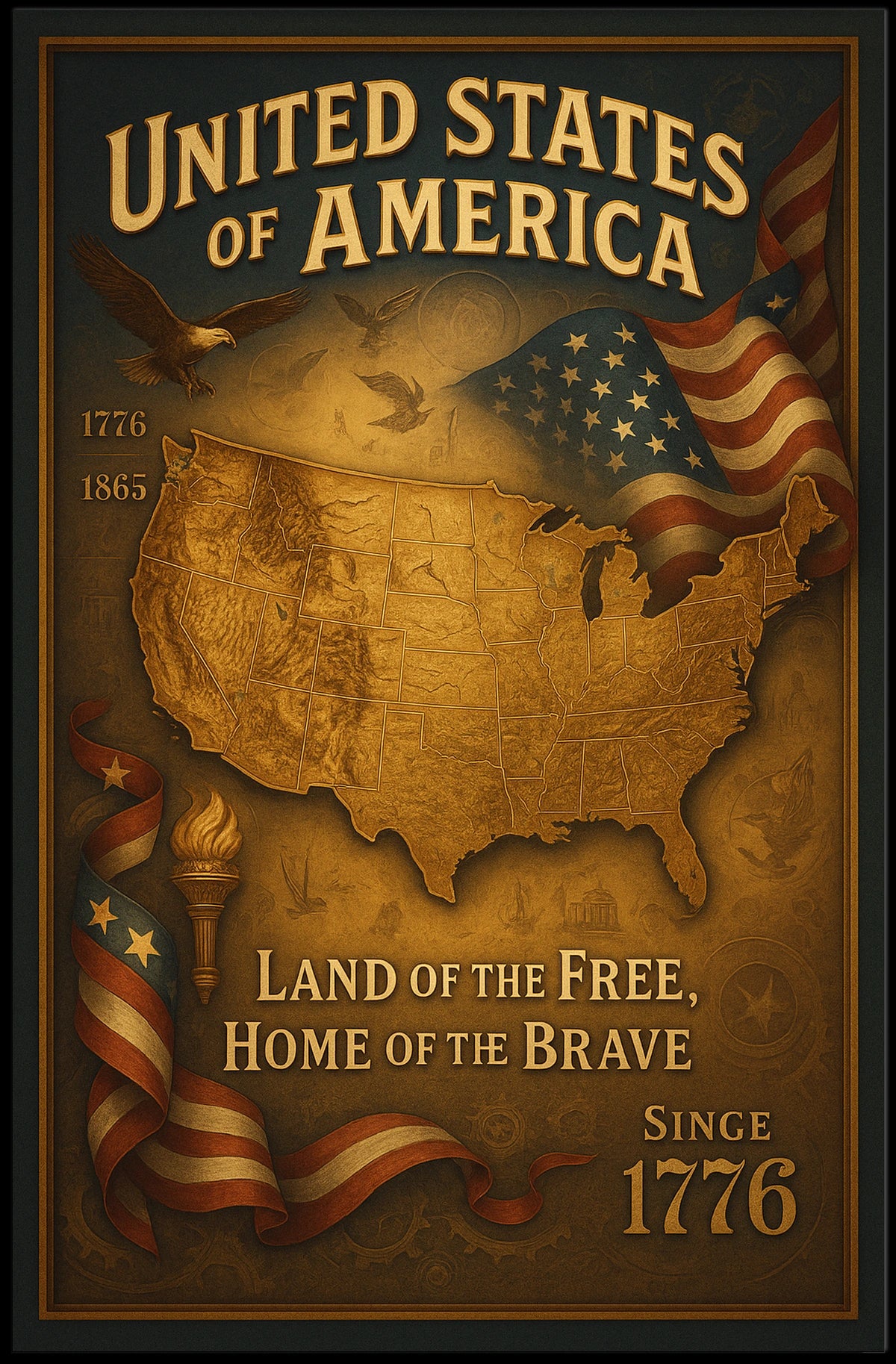 United States of America Land of the Free Poster