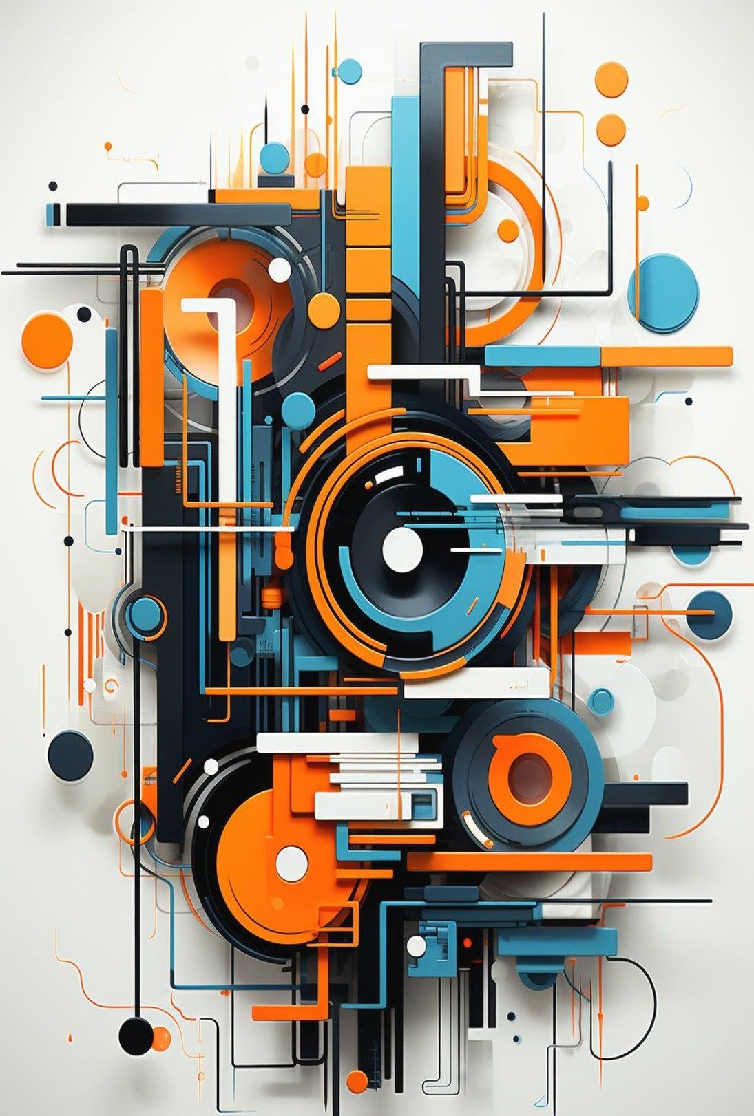 Geometric Energy Burst Modern Abstract Artistic Poster